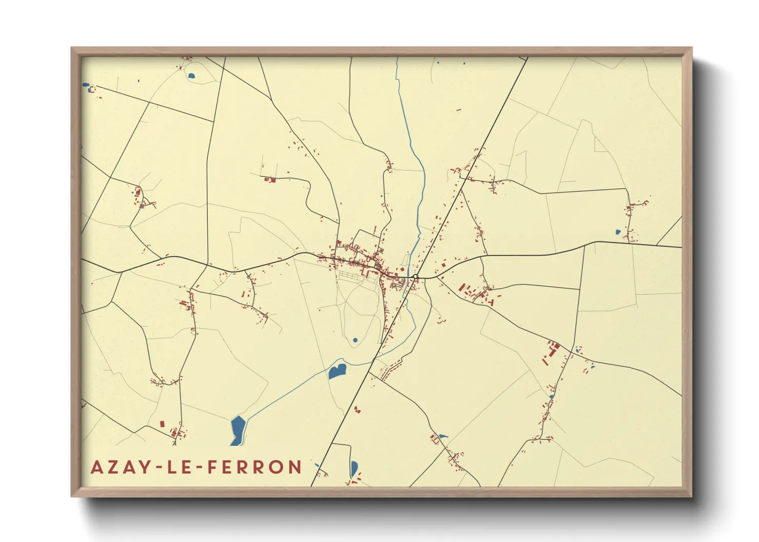 Une affiche de carte sur Azay-le-Ferron