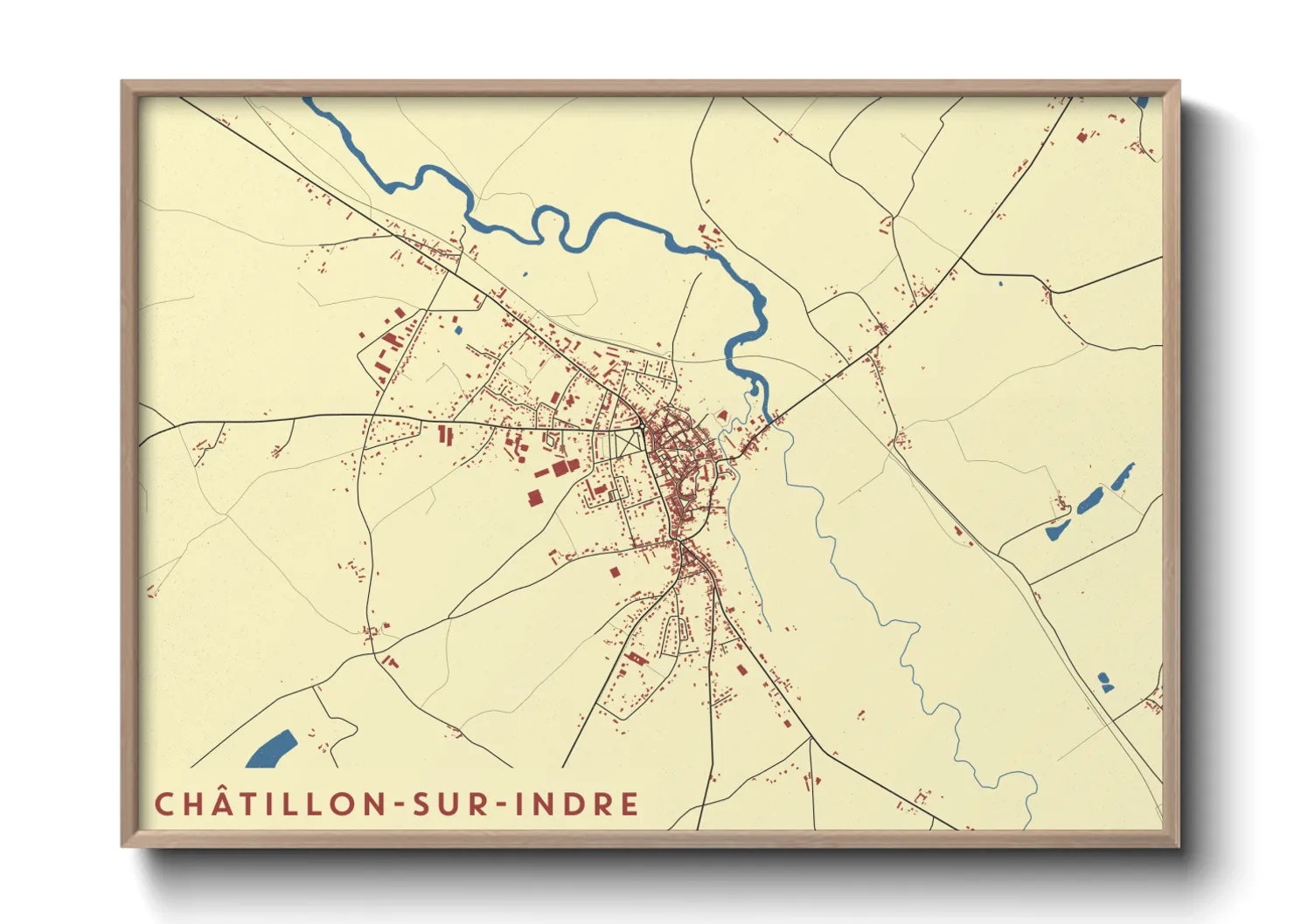 Une affiche de carte sur Châtillon-sur-Indre