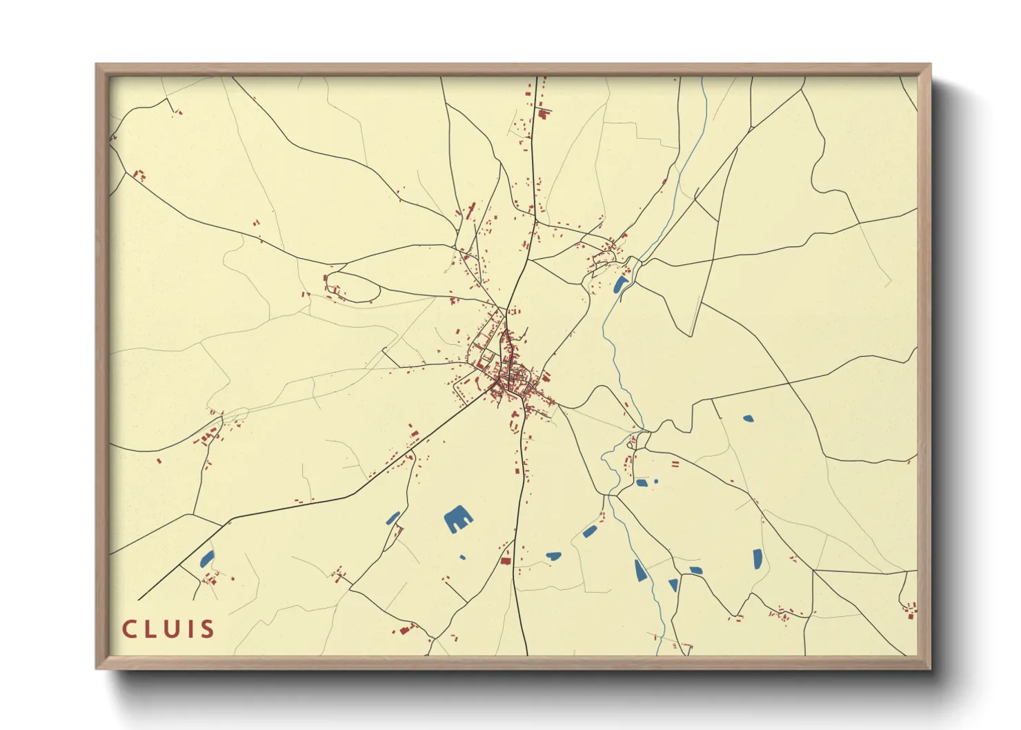 Une affiche de carte sur Cluis