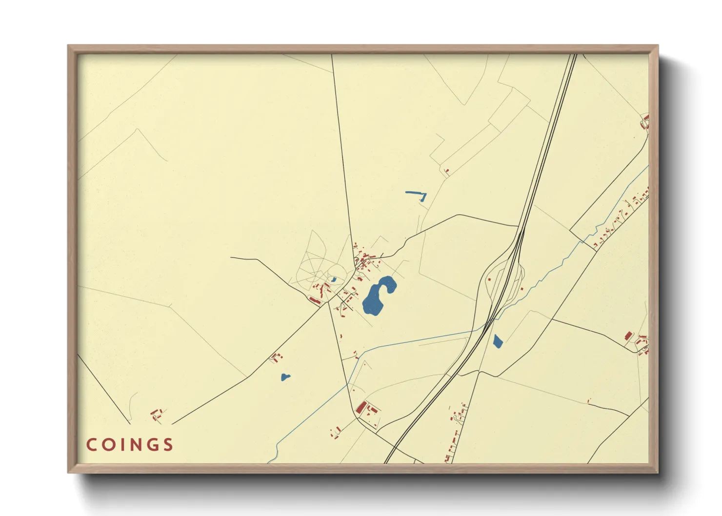 Une affiche de carte sur Coings