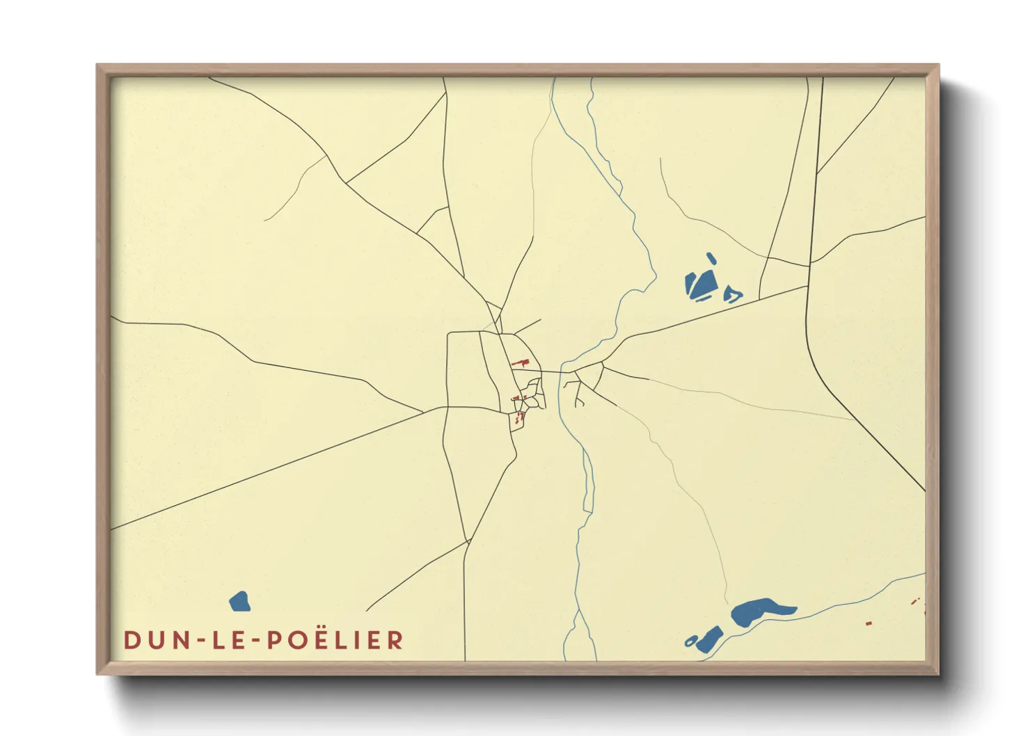 Une affiche de carte sur Dun-le-Poëlier