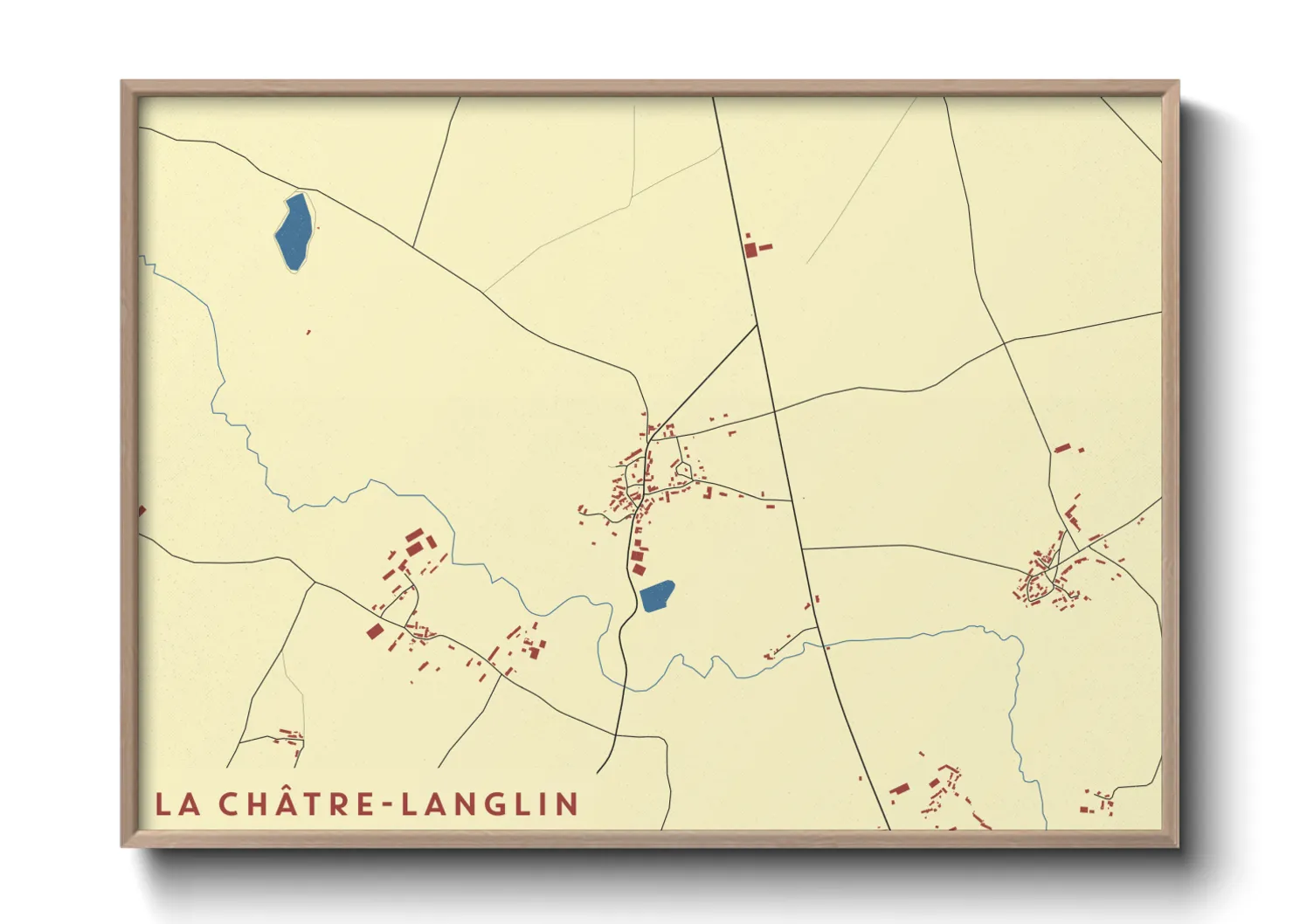 Une affiche de carte sur La Châtre-Langlin