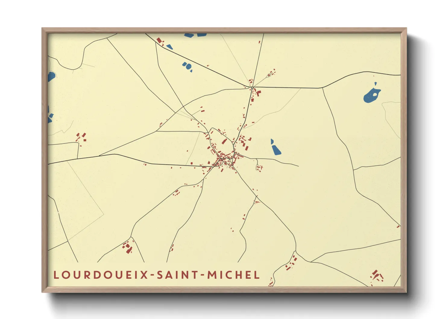 Une affiche de carte sur Lourdoueix-Saint-Michel