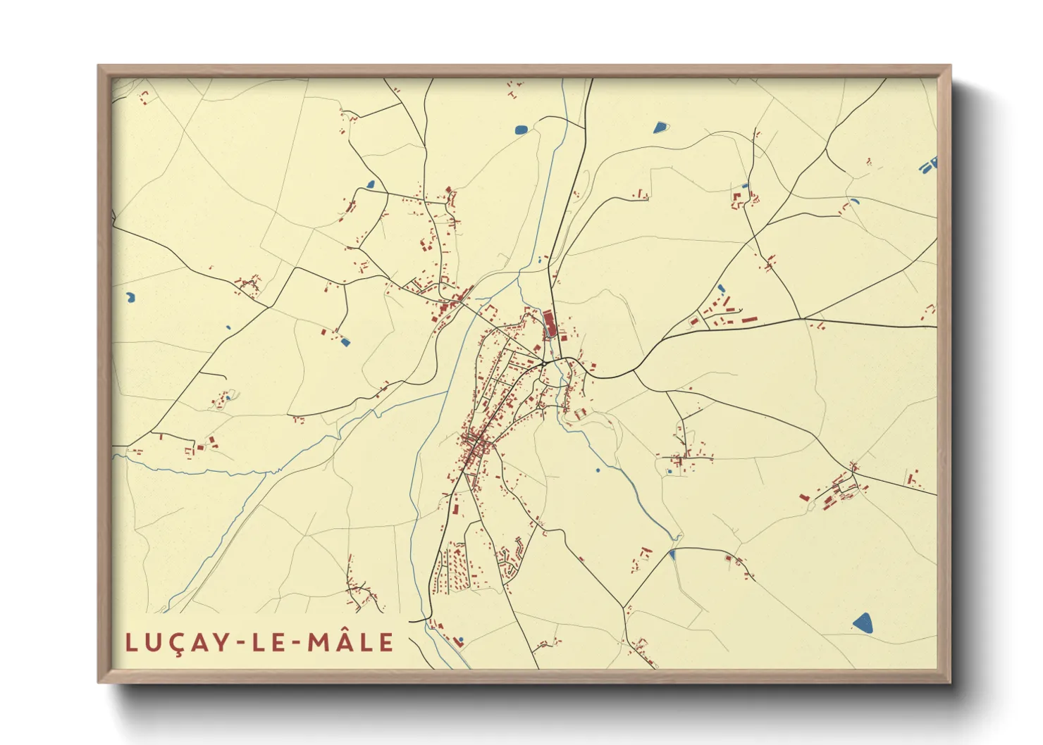 Une affiche de carte sur Luçay-le-Mâle