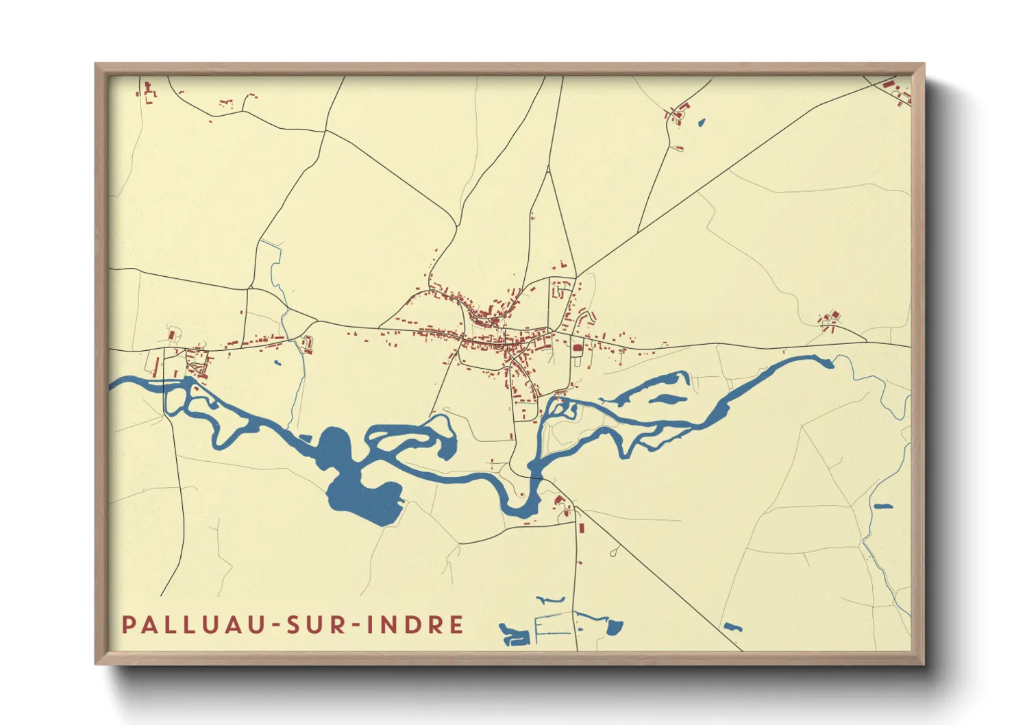 Une affiche de carte sur Palluau-sur-Indre