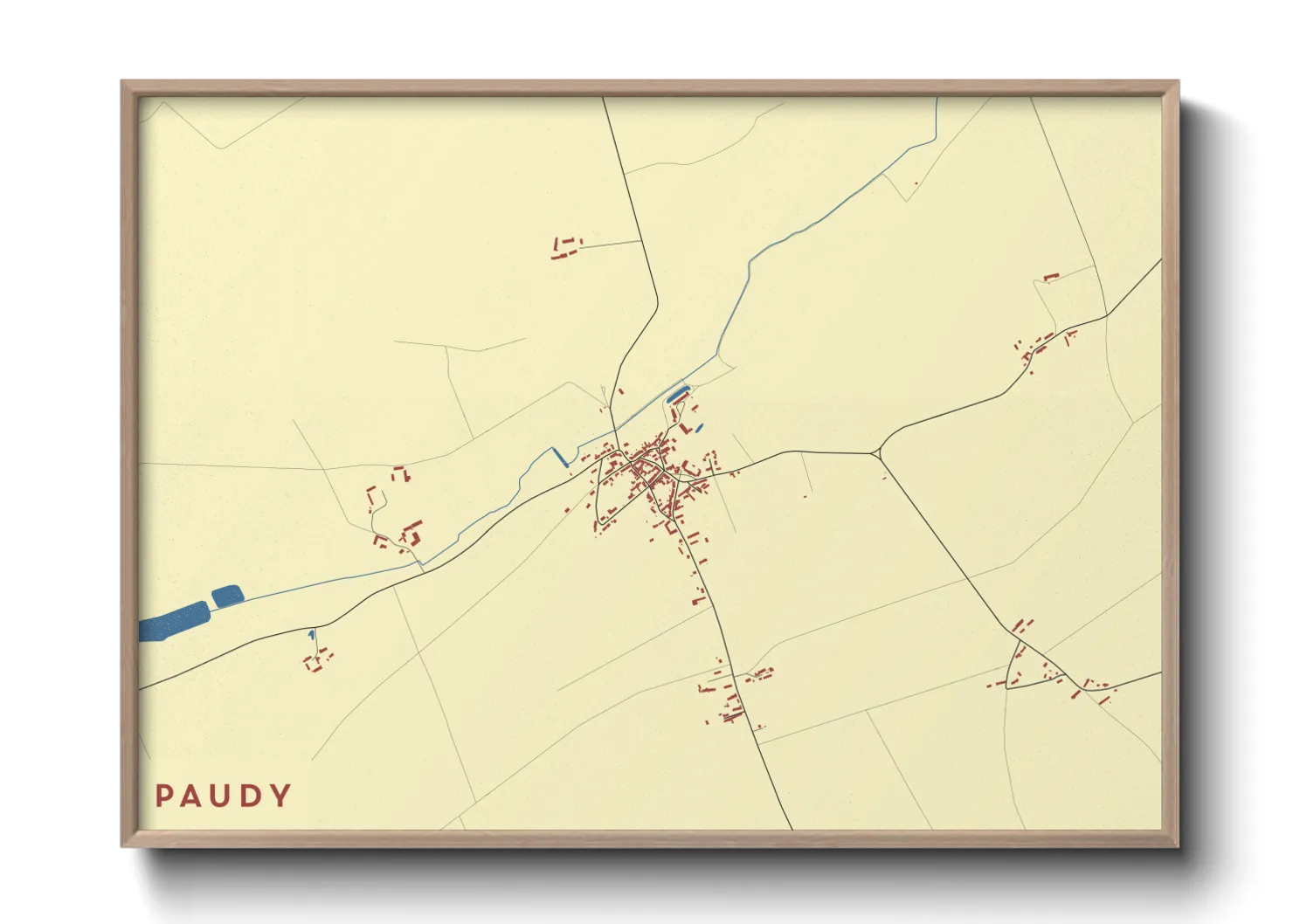 Une affiche de carte sur Paudy