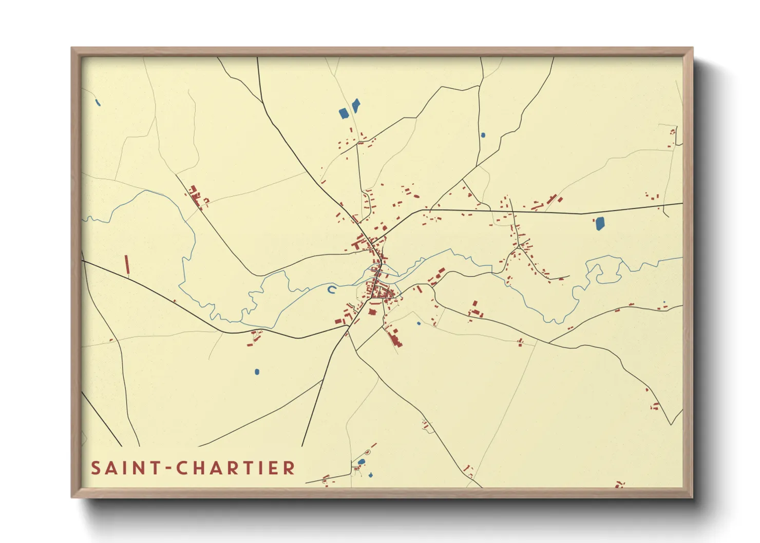 Une affiche de carte sur Saint-Chartier