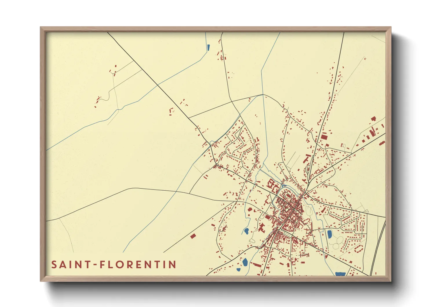 Une affiche de carte sur Saint-Florentin