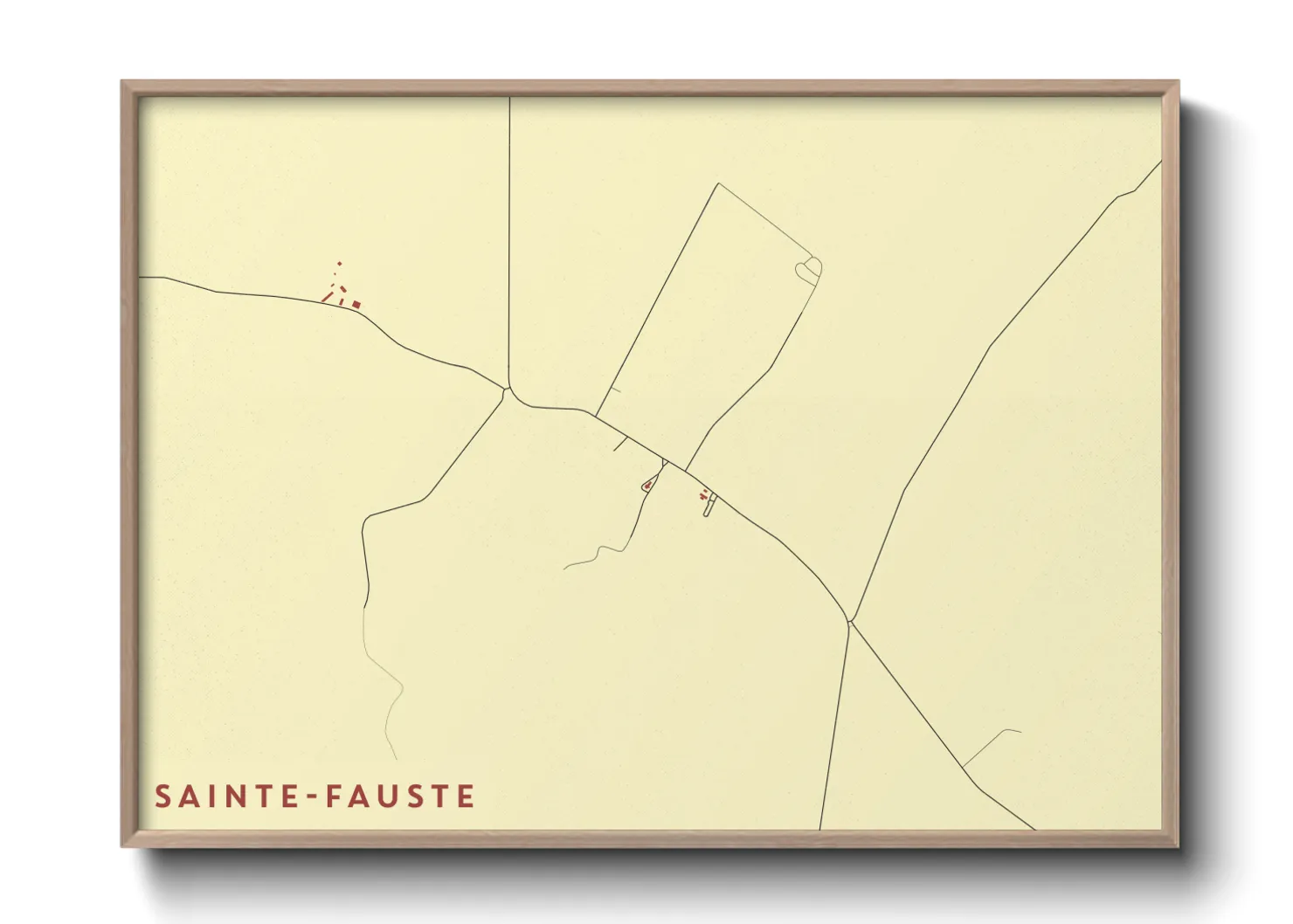 Une affiche de carte sur Sainte-Fauste