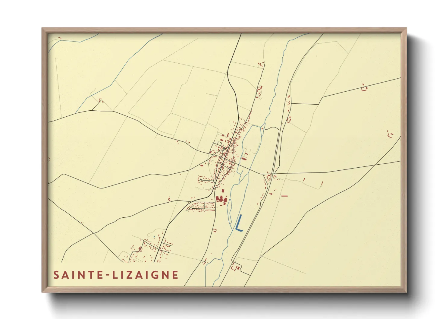 Une affiche de carte sur Sainte-Lizaigne