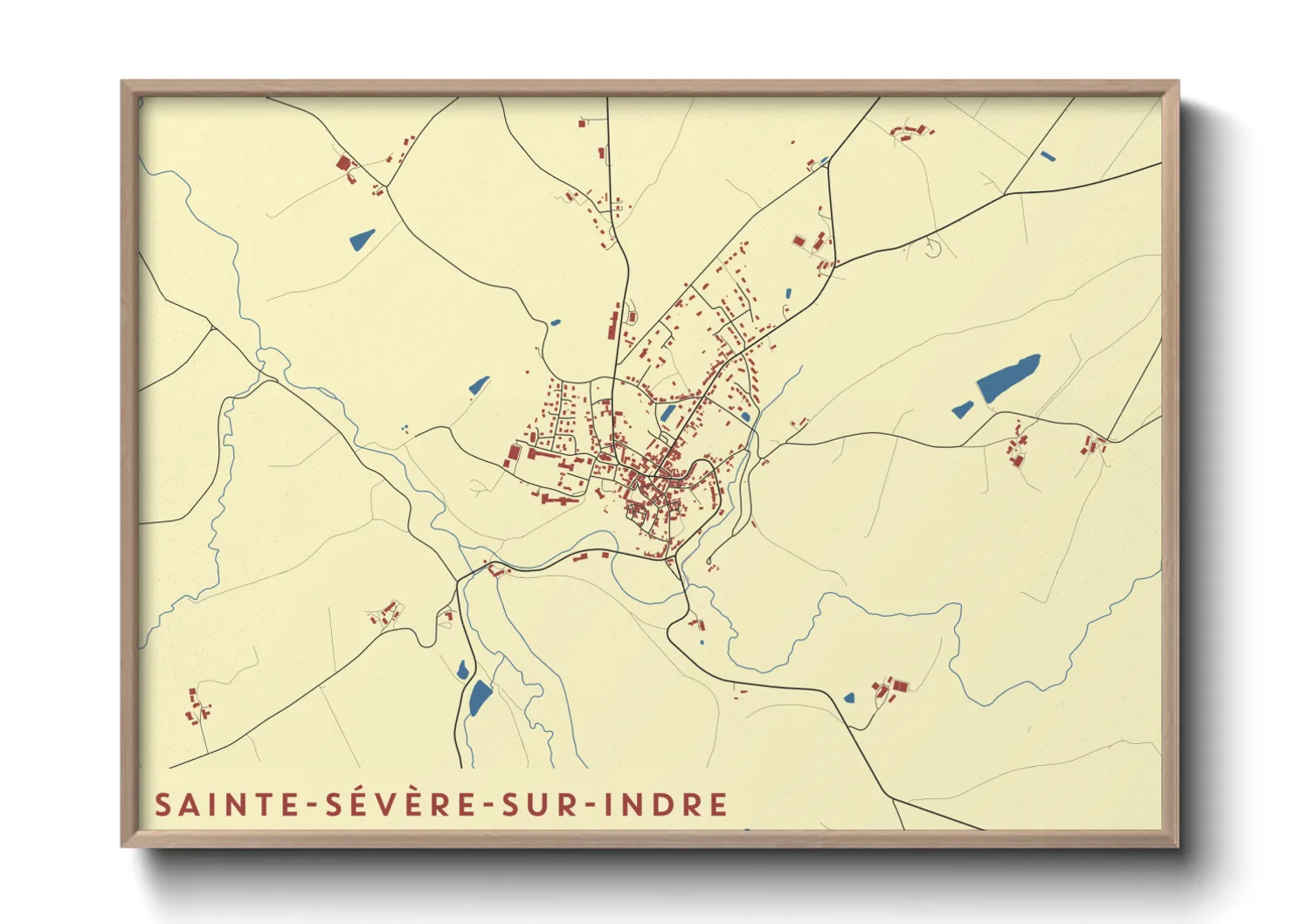 Une affiche de carte sur Sainte-Sévère-sur-Indre