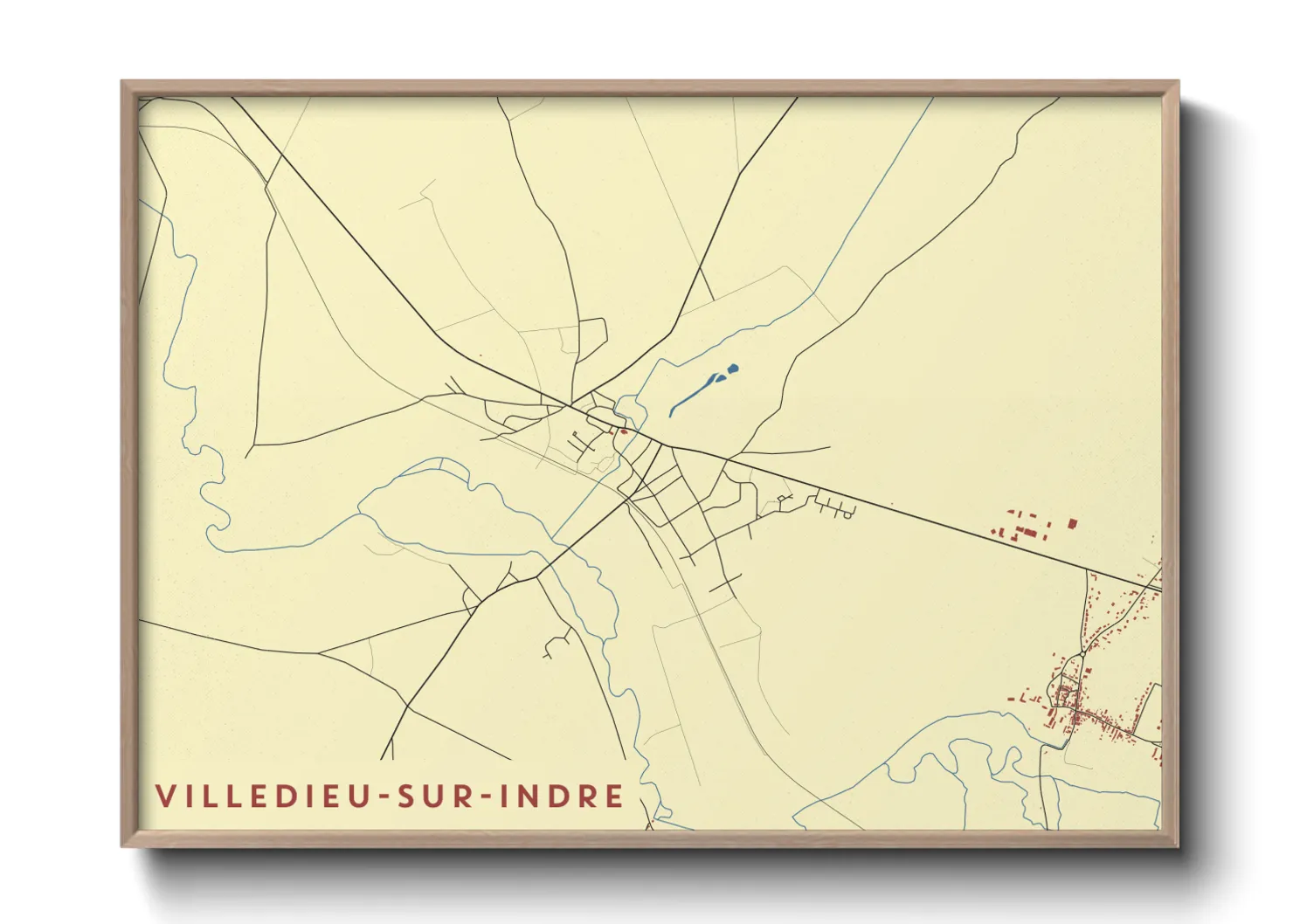 Une affiche de carte sur Villedieu-sur-Indre