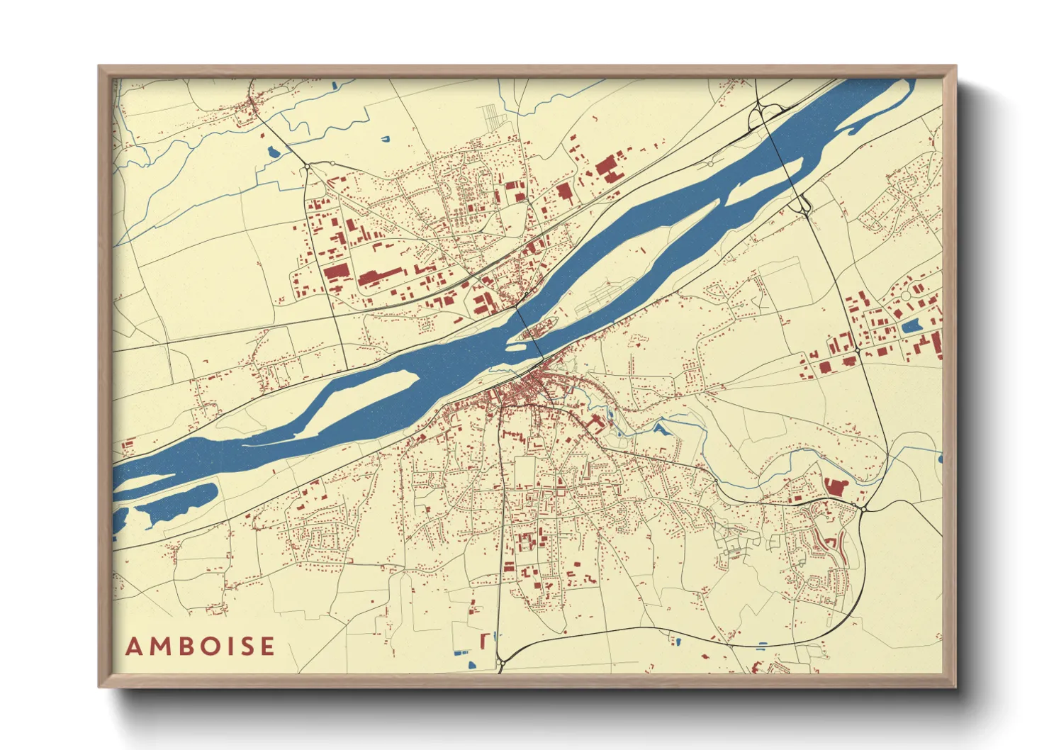 Une affiche de carte sur Amboise