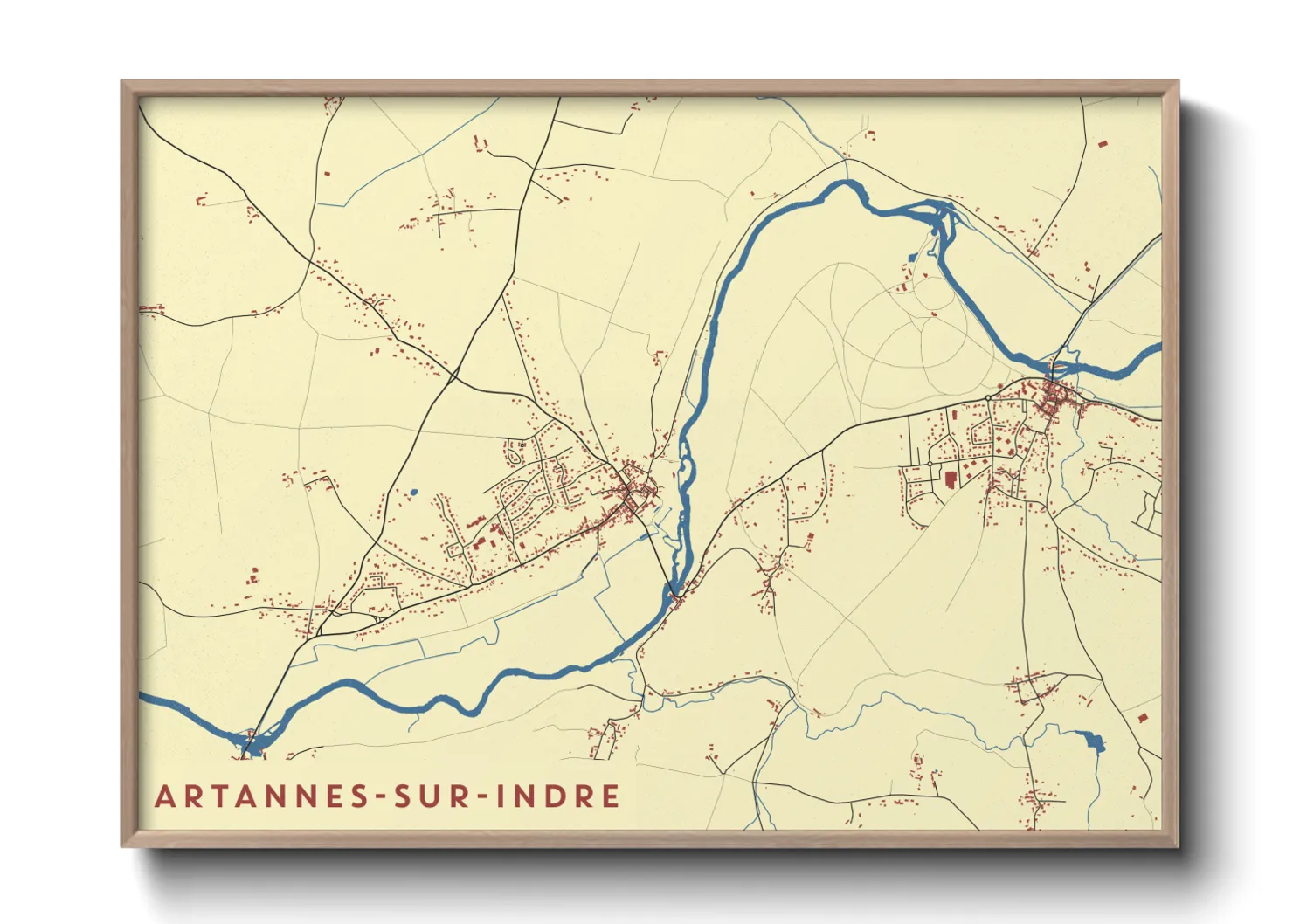 Une affiche de carte sur Artannes-sur-Indre