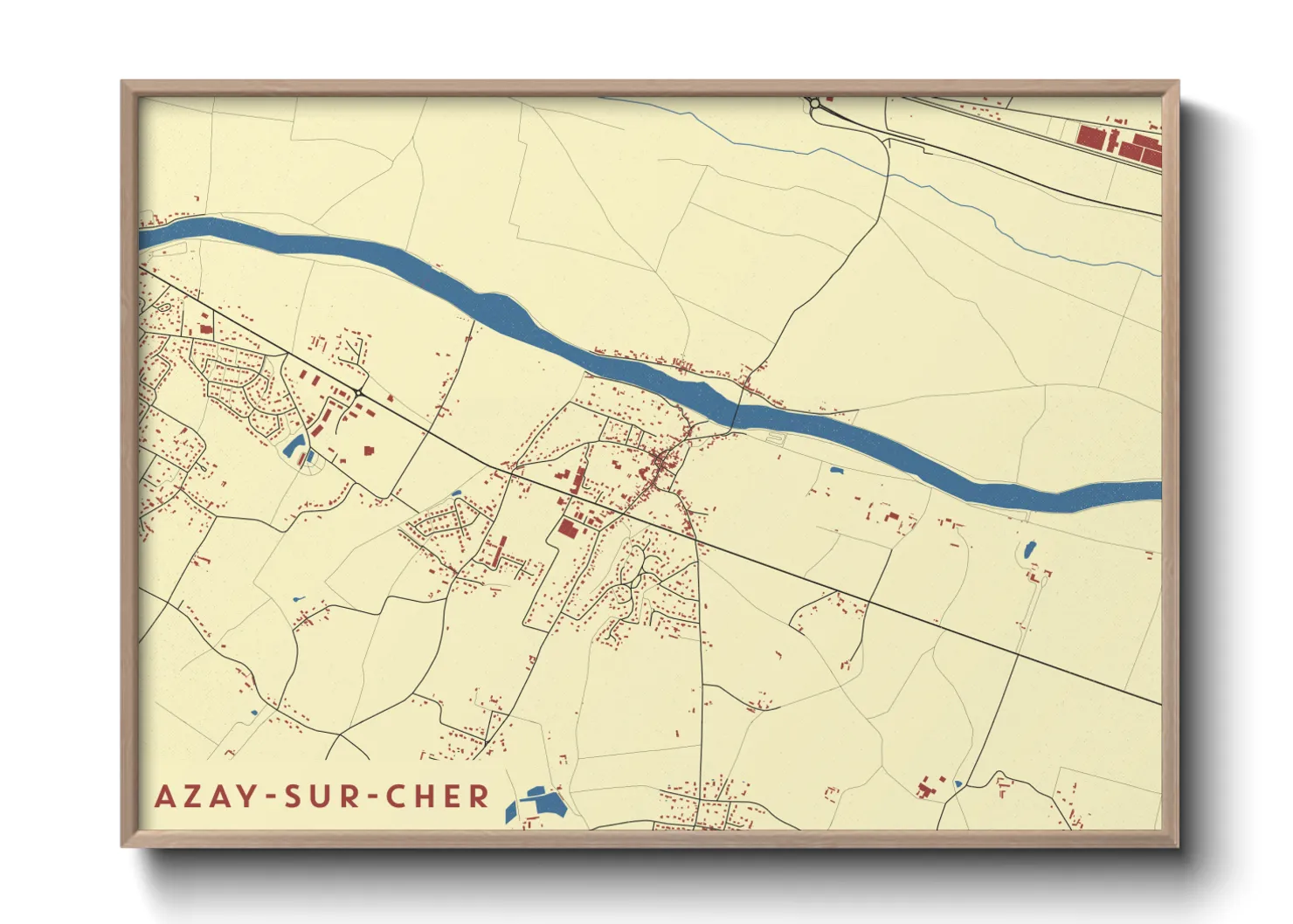 Une affiche de carte sur Azay-sur-Cher