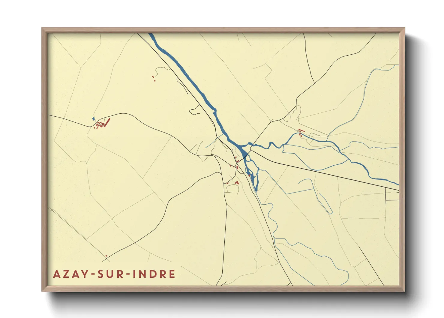 Une affiche de carte sur Azay-sur-Indre