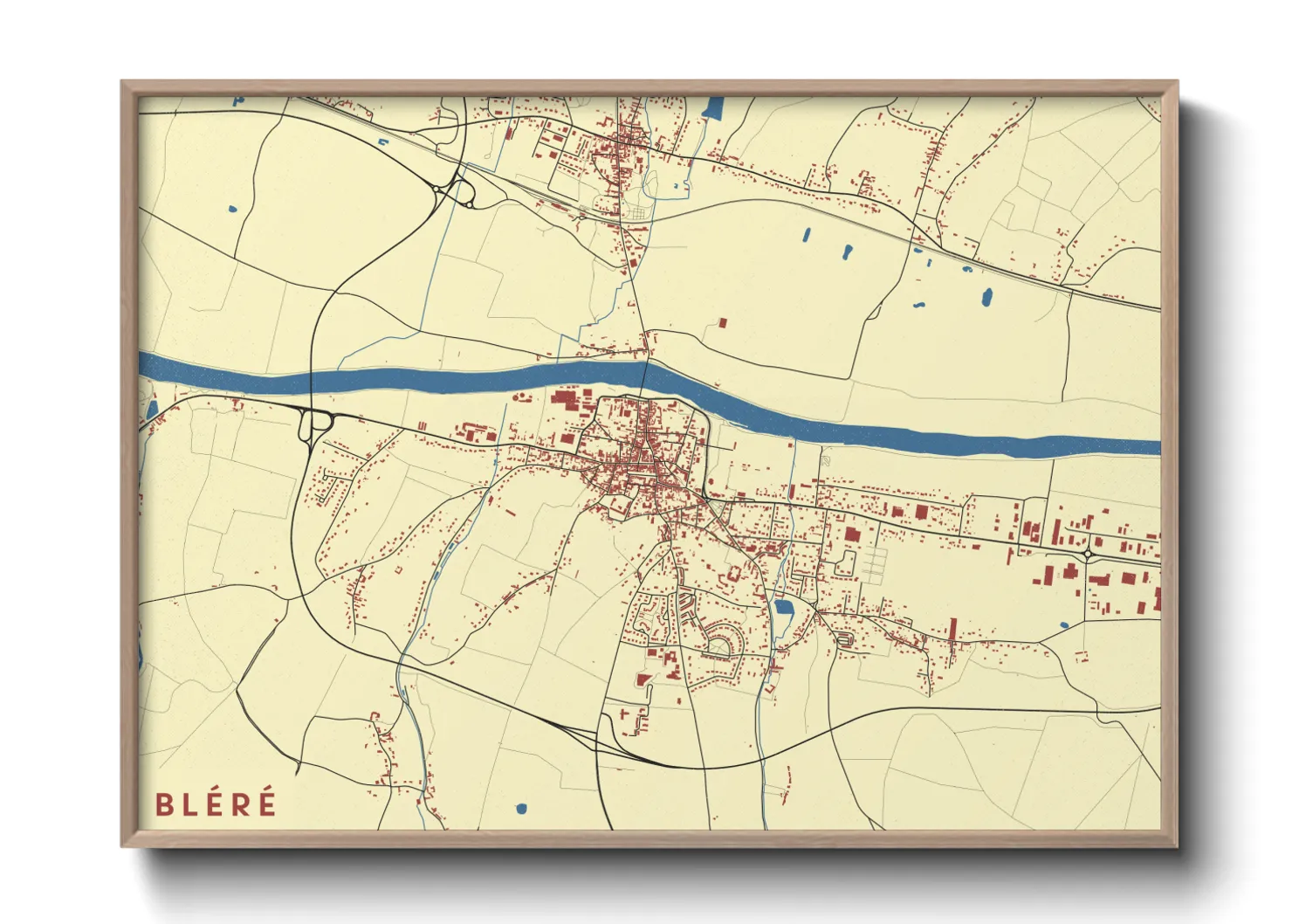 Une affiche de carte sur Bléré