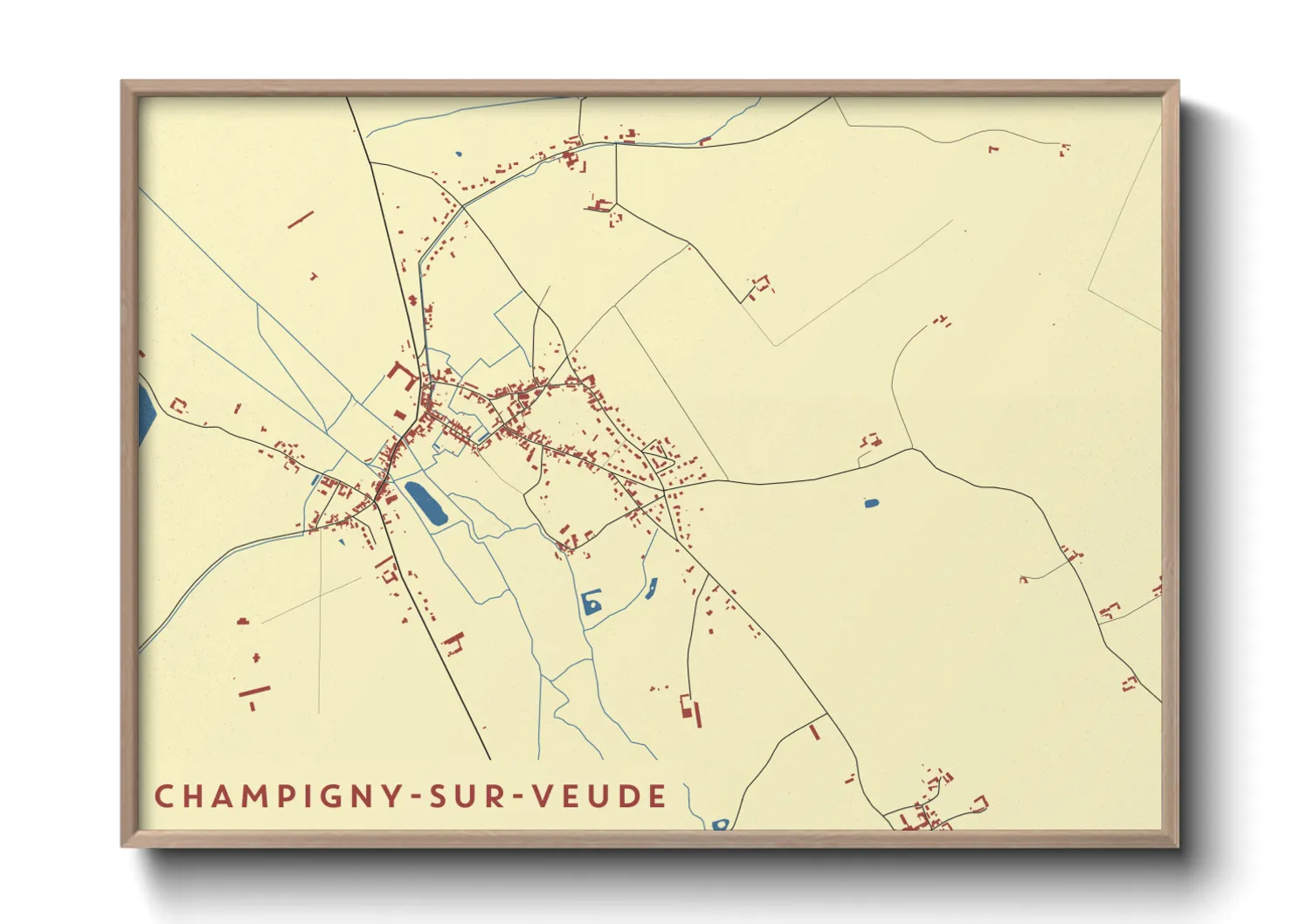 Une affiche de carte sur Champigny-sur-Veude