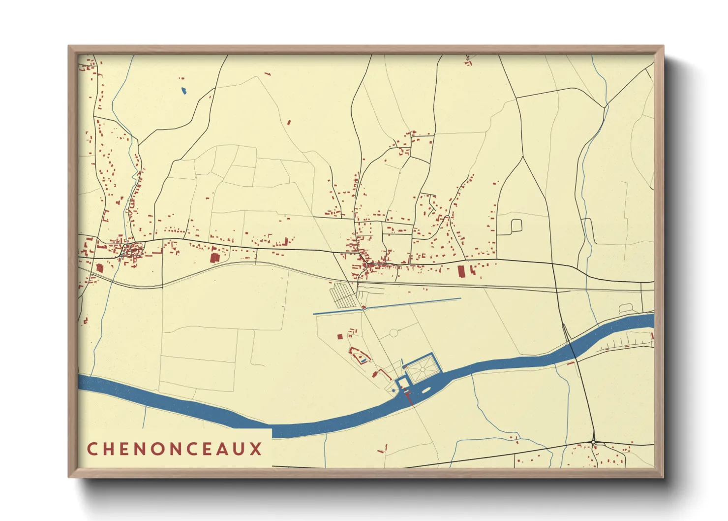 Une affiche de carte sur Chenonceaux