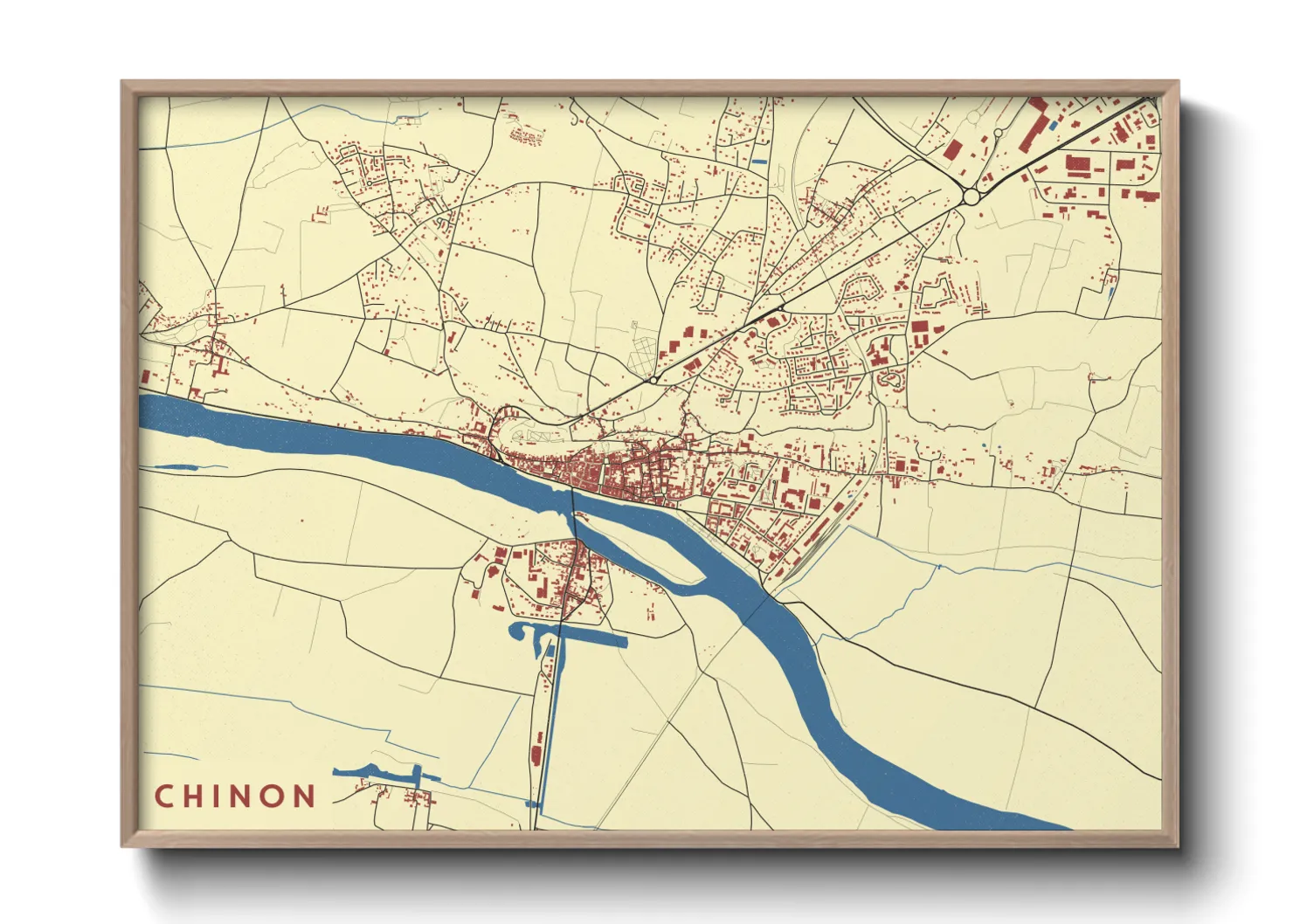 Une affiche de carte sur Chinon