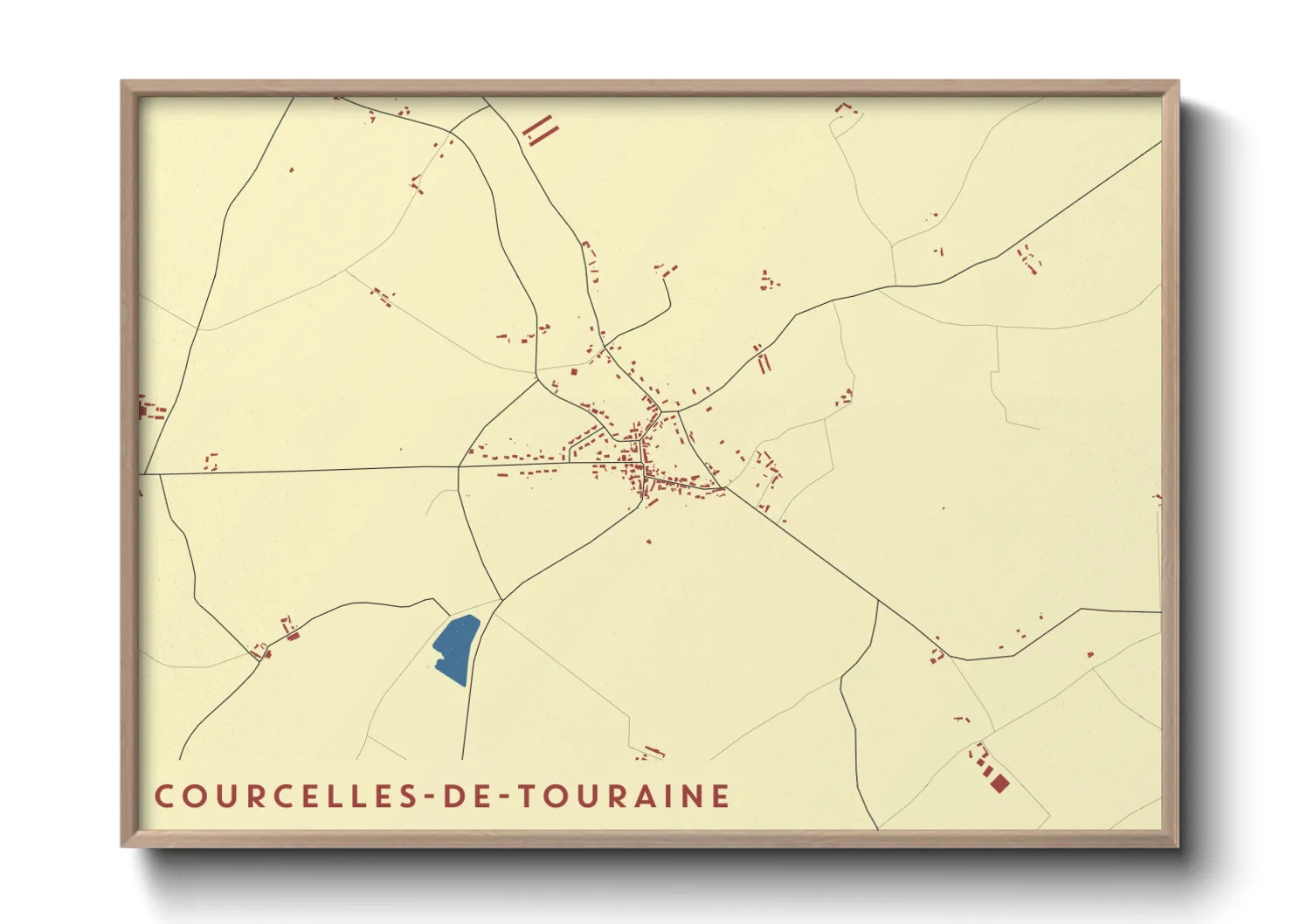 Une affiche de carte sur Courcelles-de-Touraine