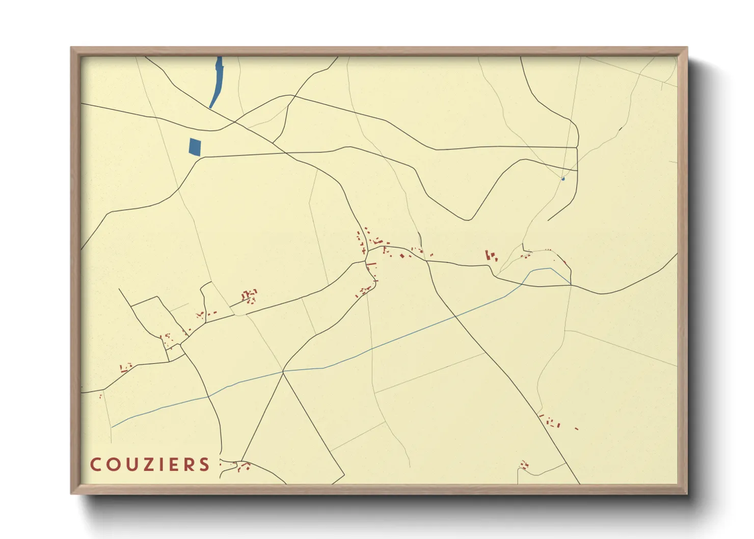 Une affiche de carte sur Couziers