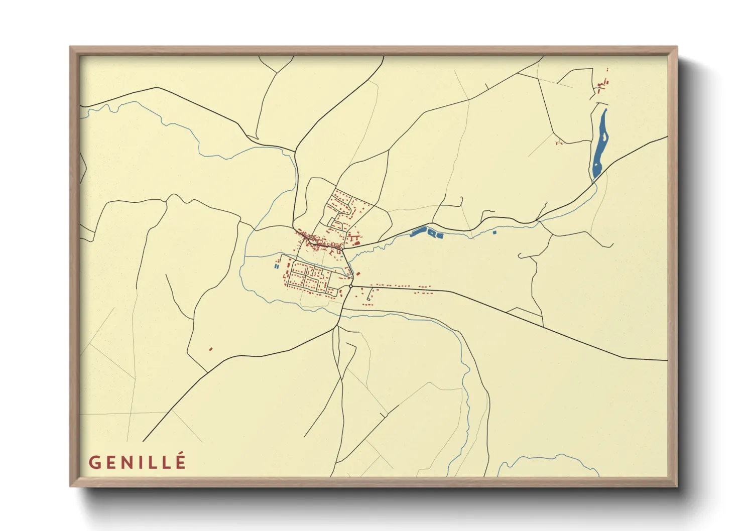 Une affiche de carte sur Genillé