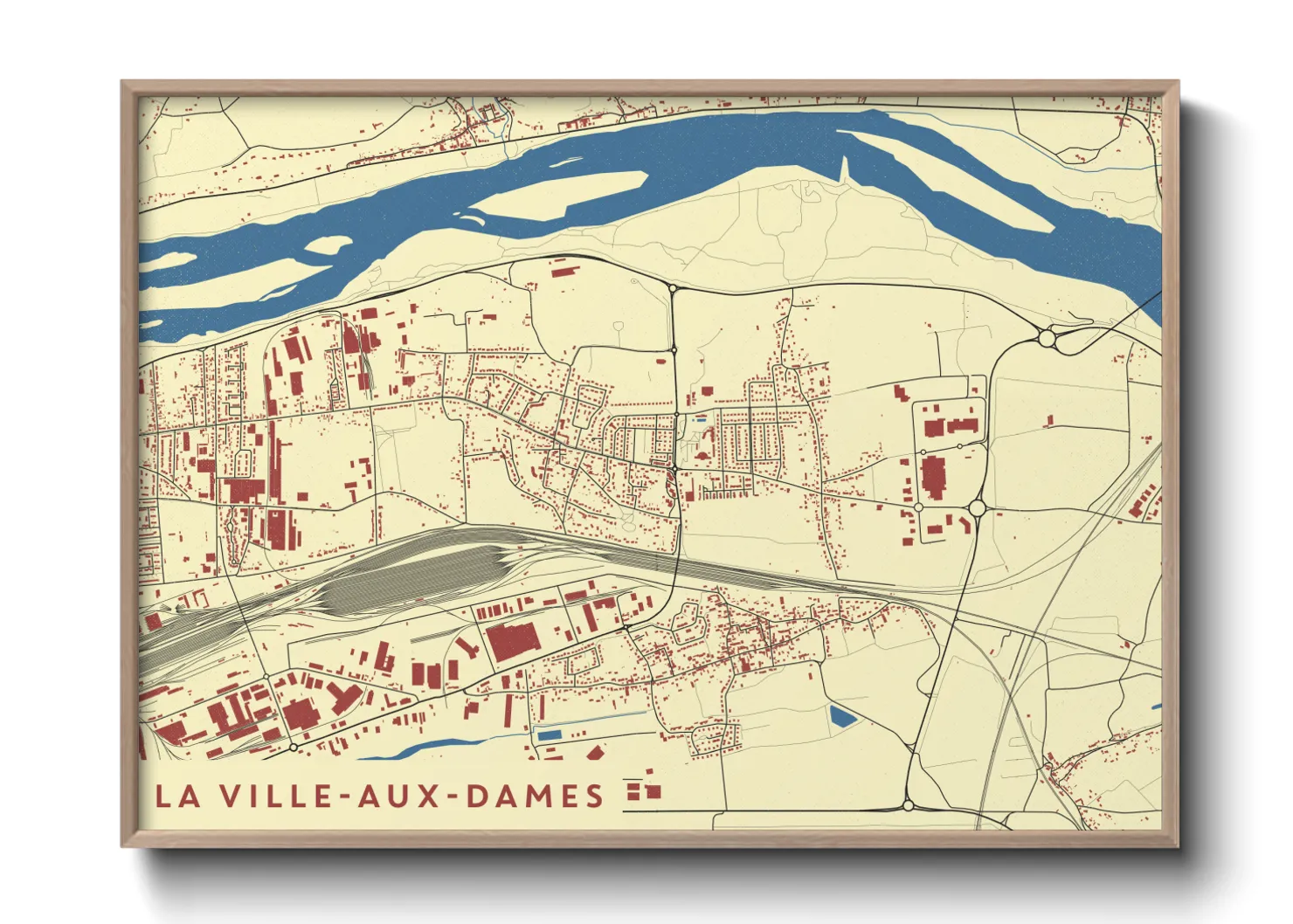 Une affiche de carte sur La Ville-aux-Dames