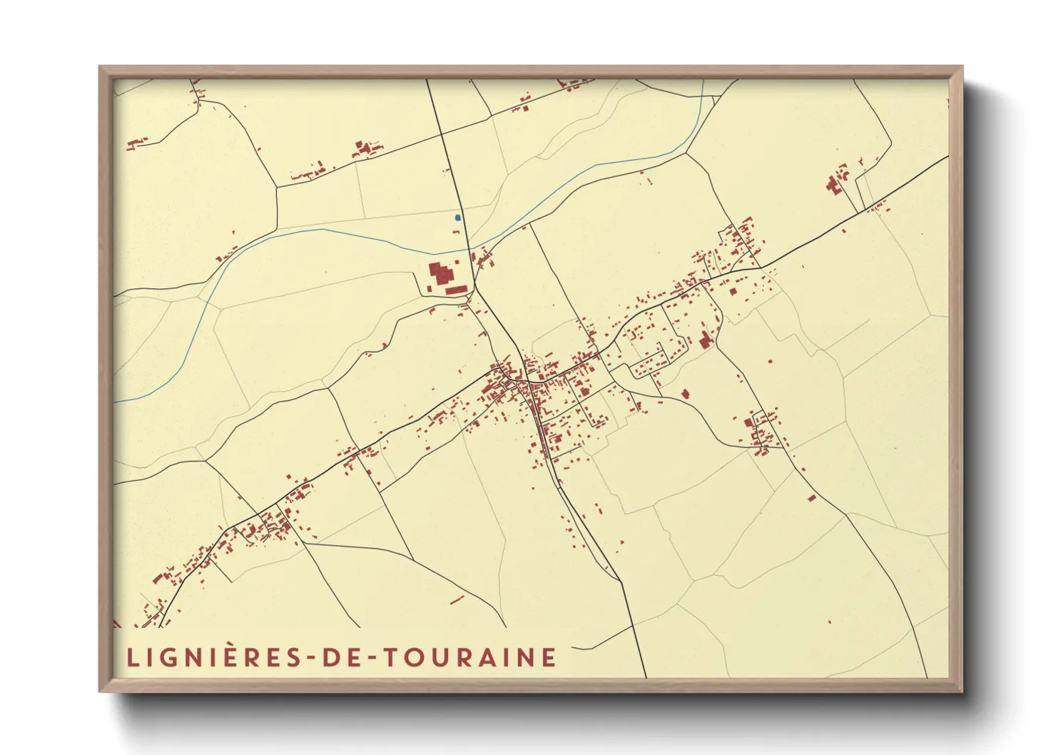Une affiche de carte sur Lignières-de-Touraine