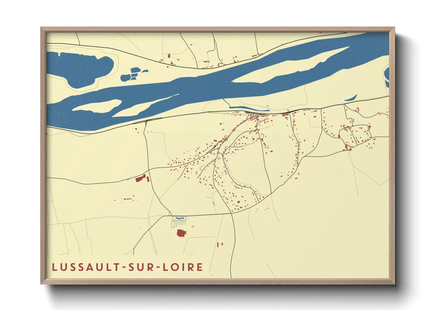 Une affiche de carte sur Lussault-sur-Loire