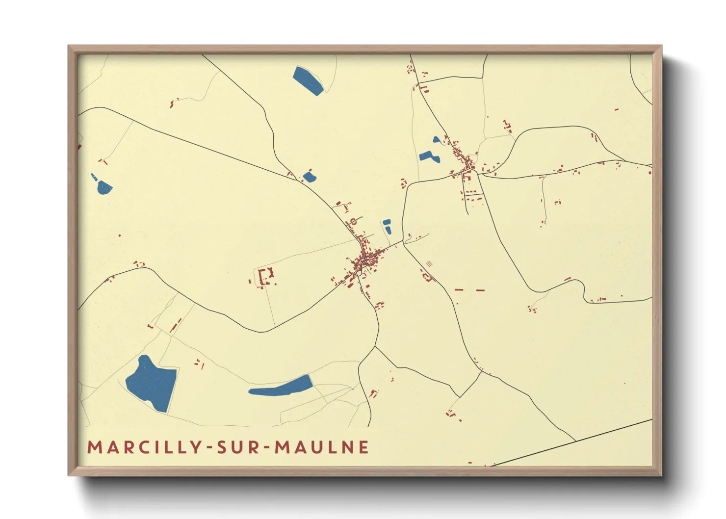 Une affiche de carte sur Marcilly-sur-Maulne