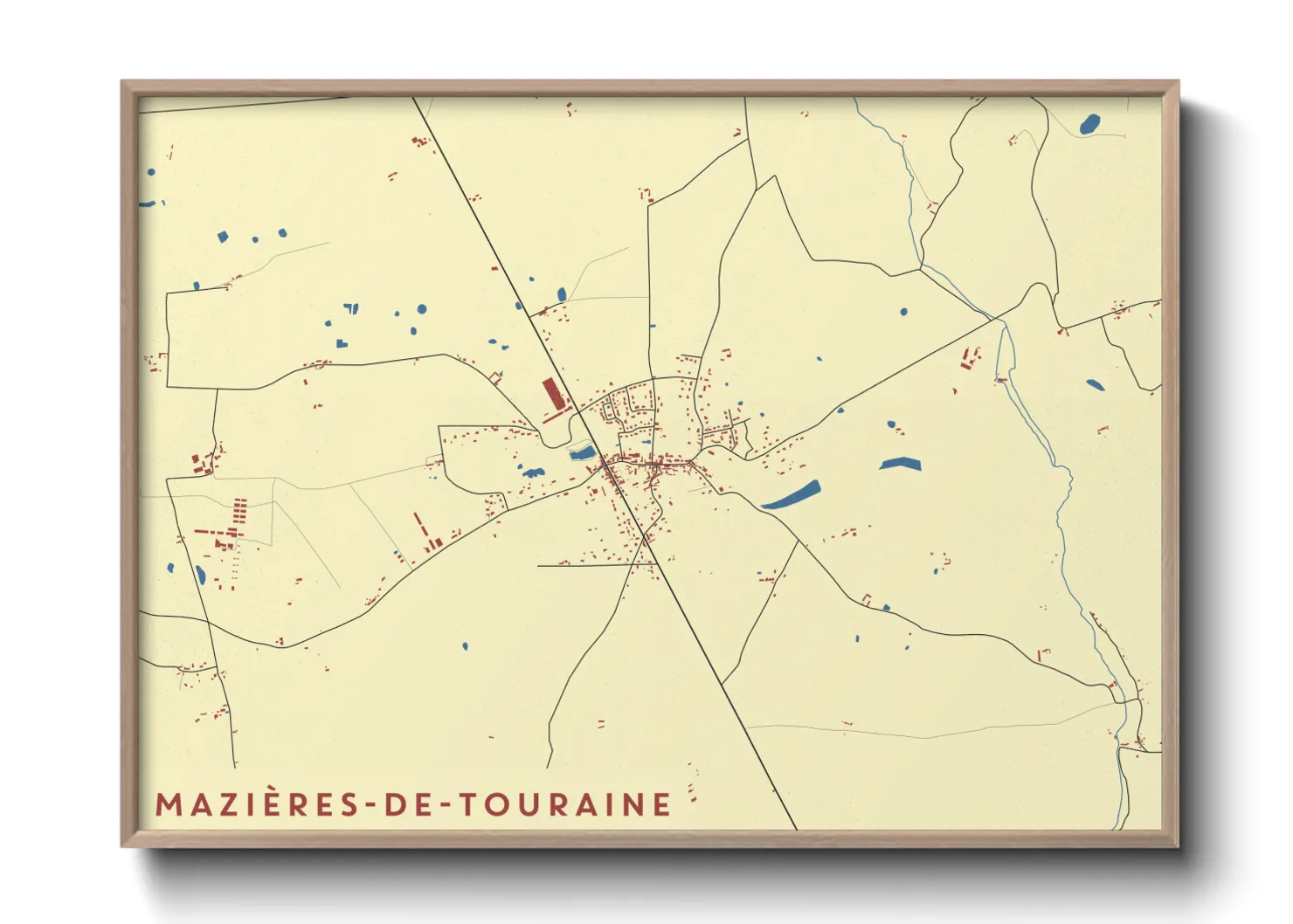 Une affiche de carte sur Mazières-de-Touraine