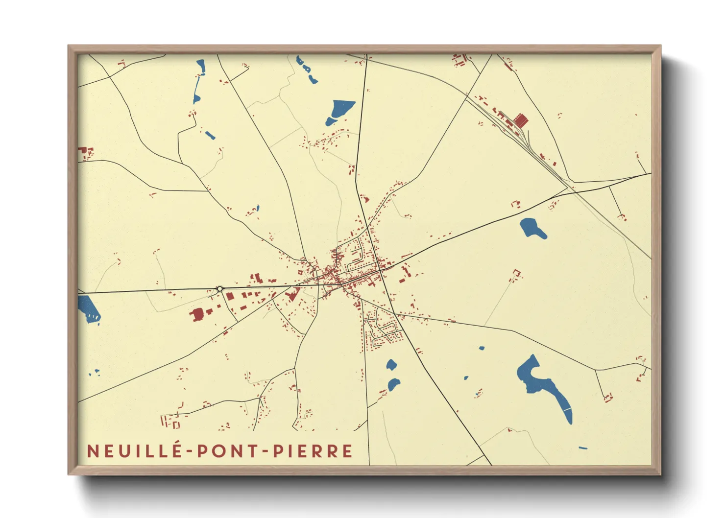 Une affiche de carte sur Neuillé-Pont-Pierre