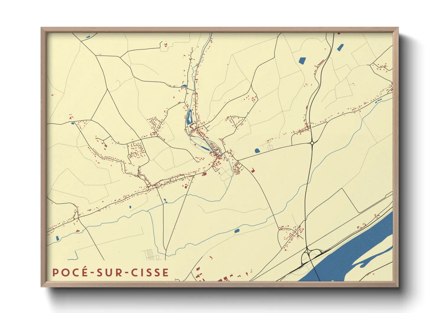 Une affiche de carte sur Pocé-sur-Cisse