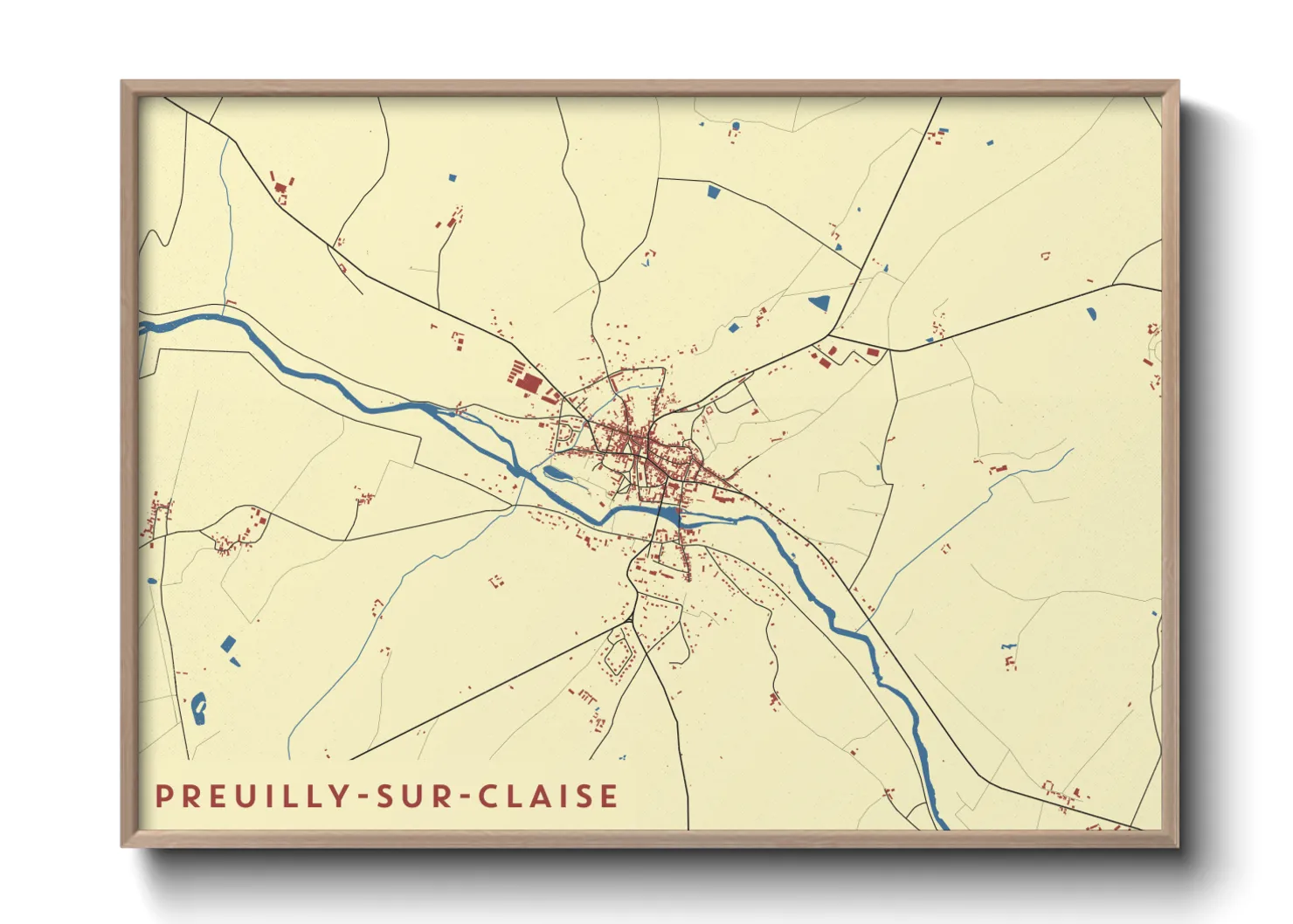 Une affiche de carte sur Preuilly-sur-Claise