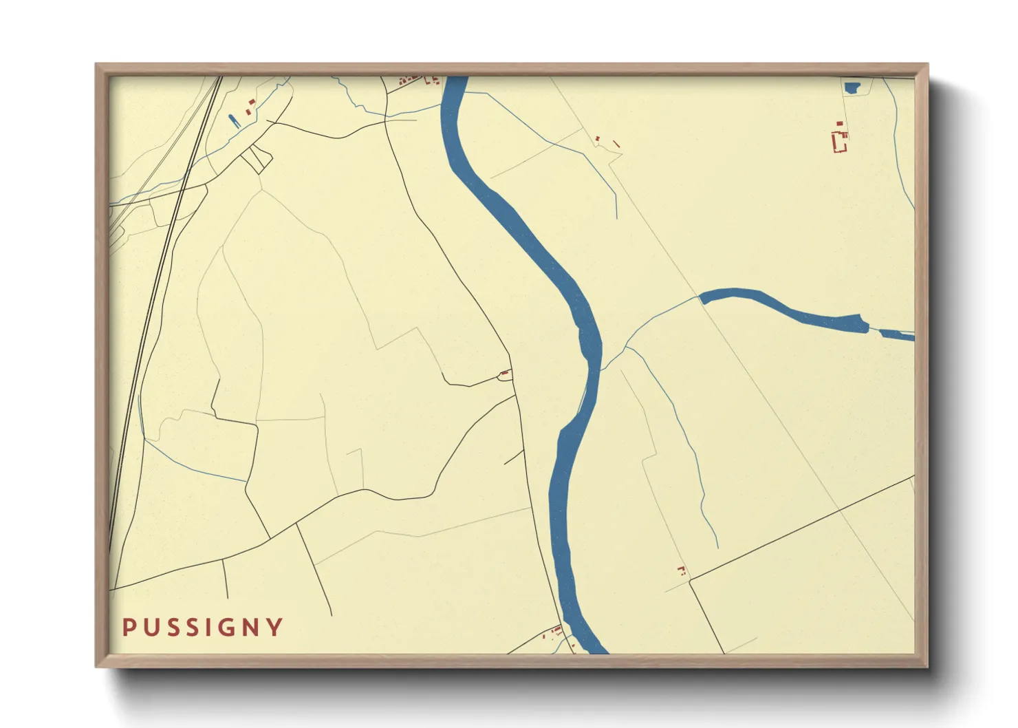 Une affiche de carte sur Pussigny
