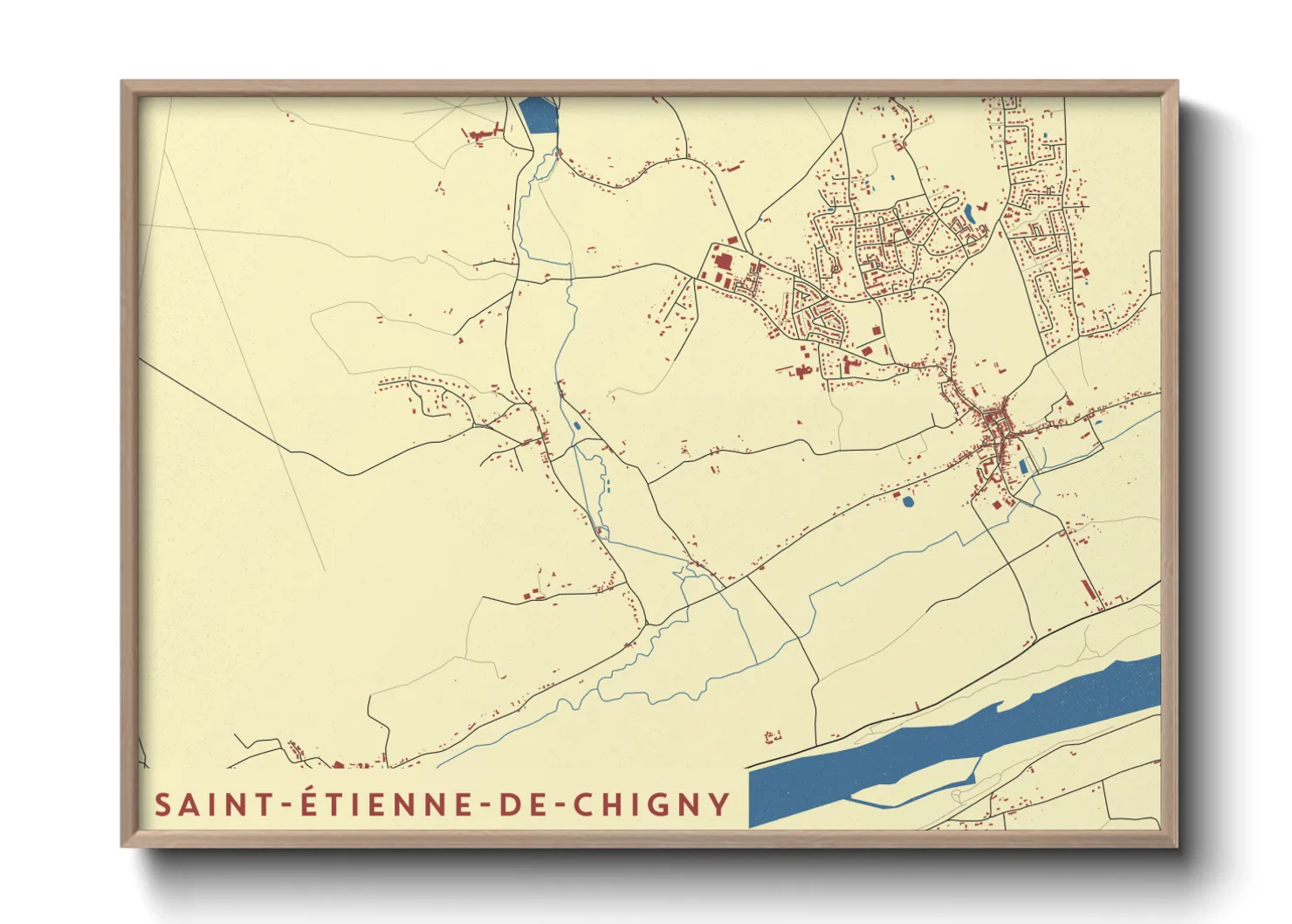 Une affiche de carte sur Saint-Étienne-de-Chigny