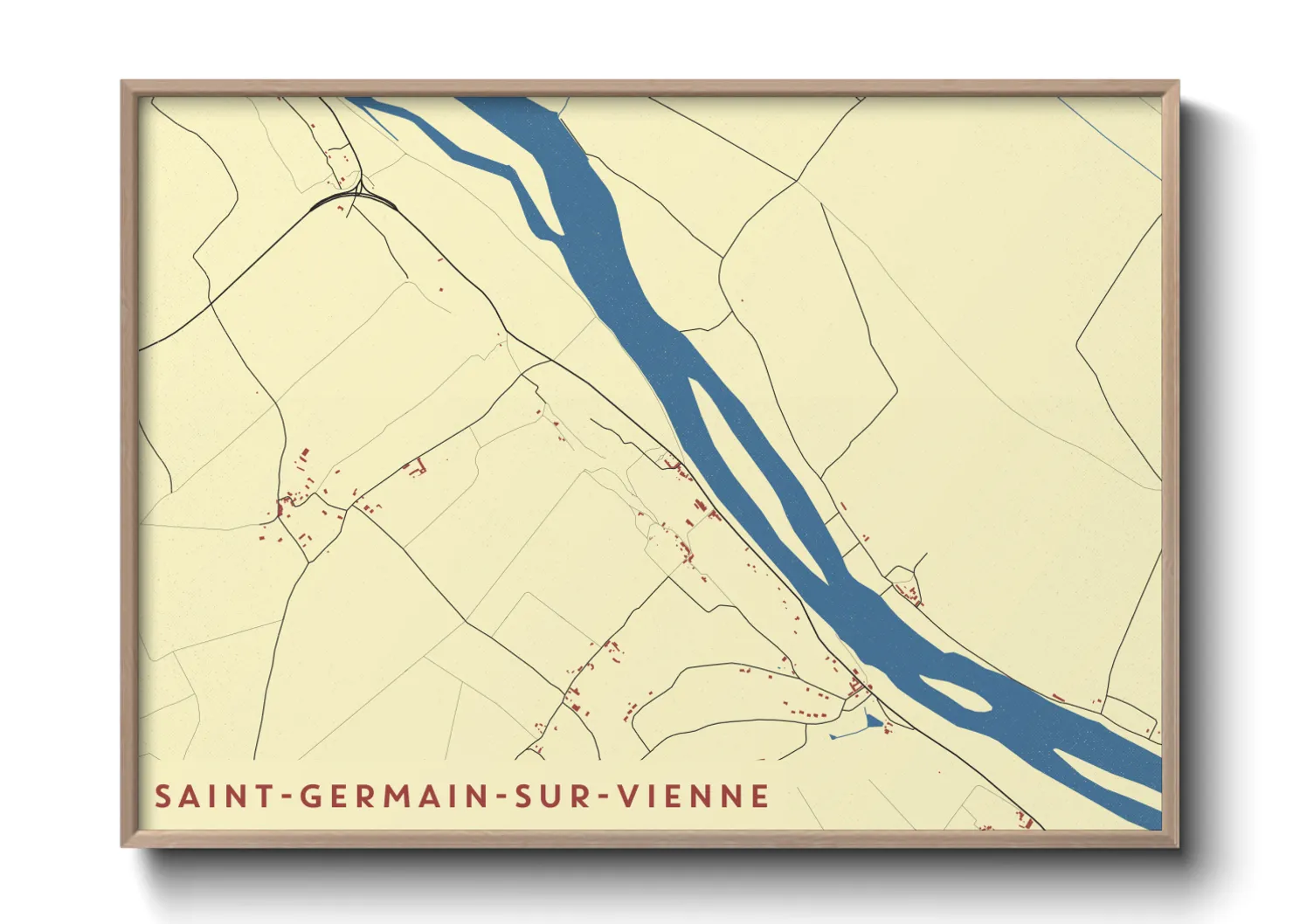 Une affiche de carte sur Saint-Germain-sur-Vienne
