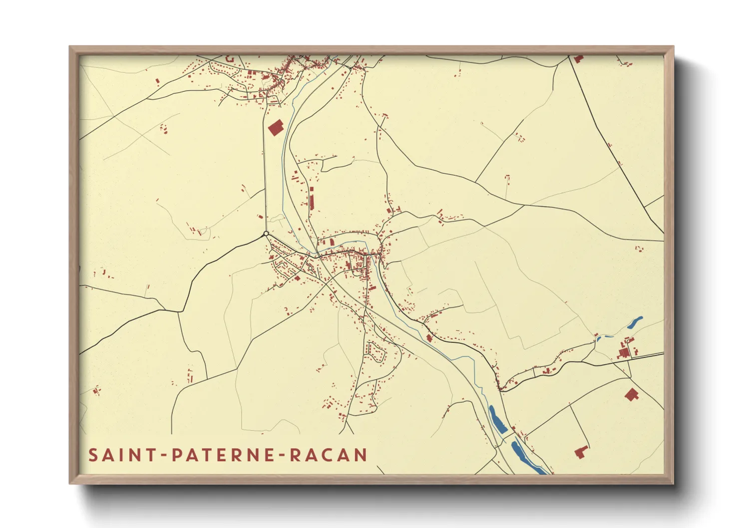 Une affiche de carte sur Saint-Paterne-Racan