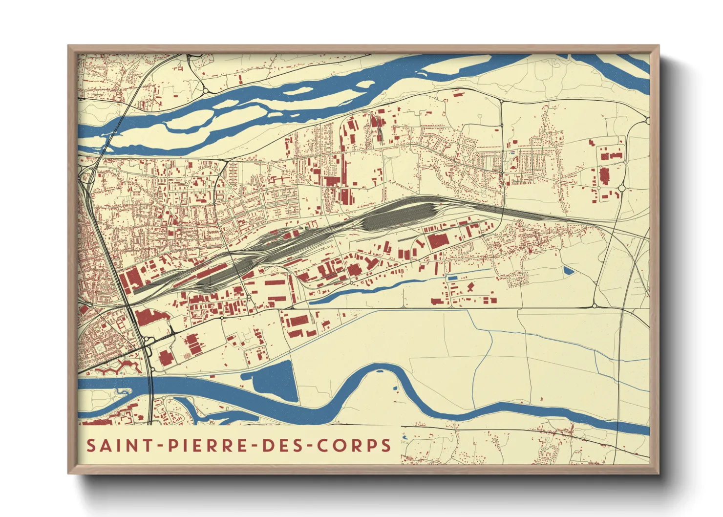 Une affiche de carte sur Saint-Pierre-des-Corps