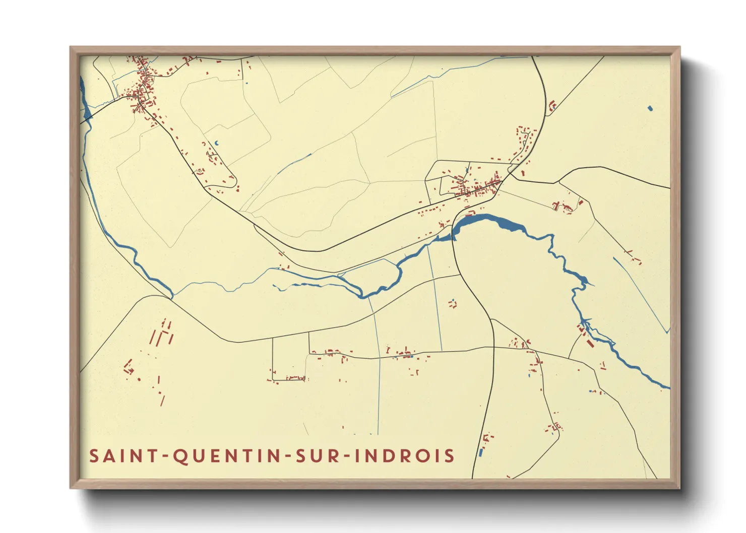 Une affiche de carte sur Saint-Quentin-sur-Indrois