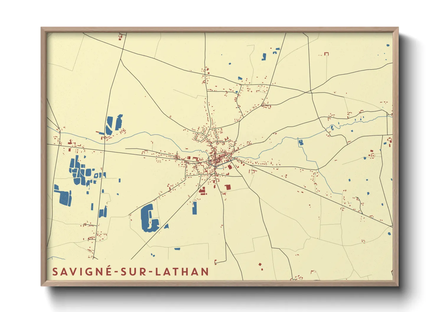 Une affiche de carte sur Savigné-sur-Lathan
