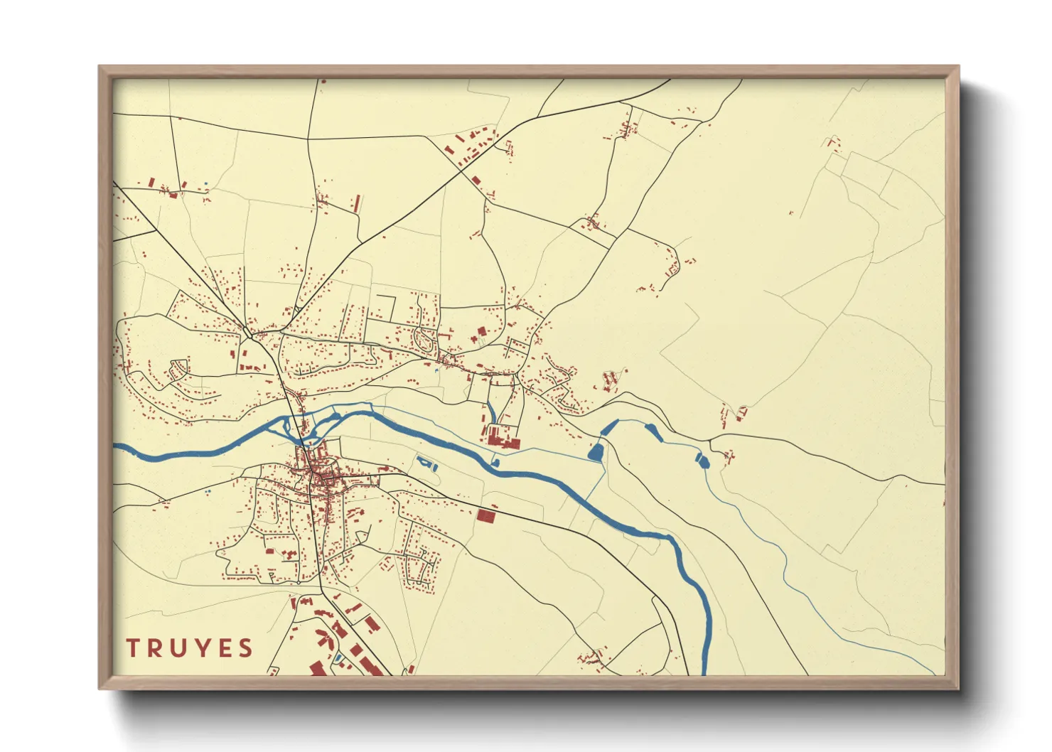 Une affiche de carte sur Truyes