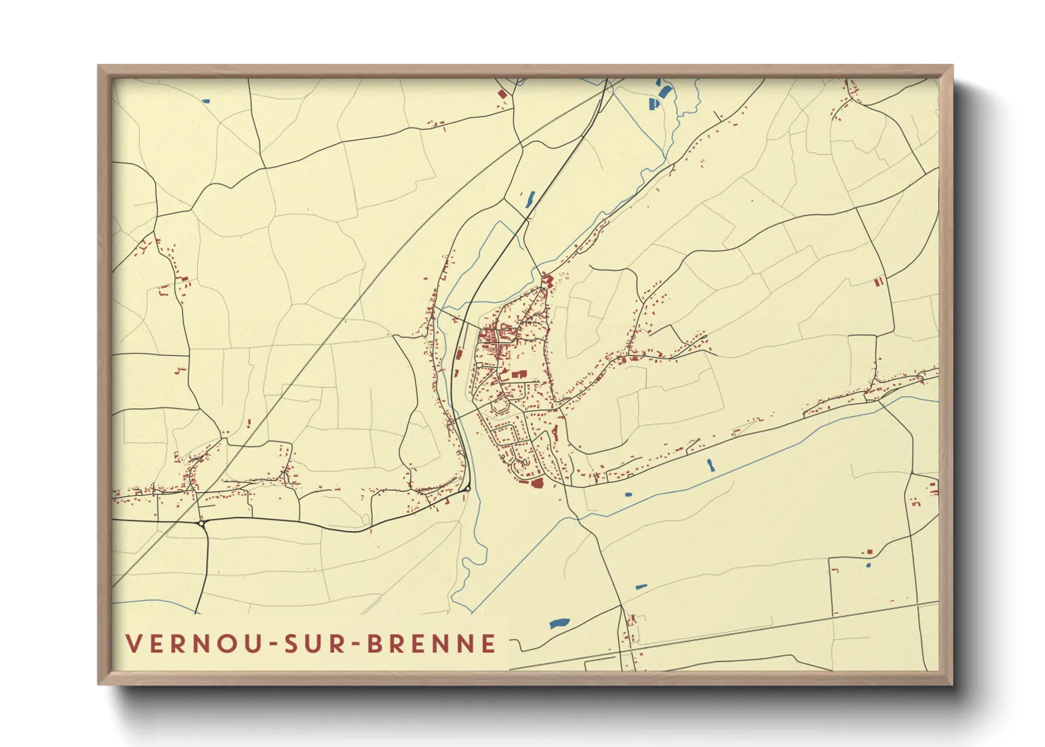 Une affiche de carte sur Vernou-sur-Brenne