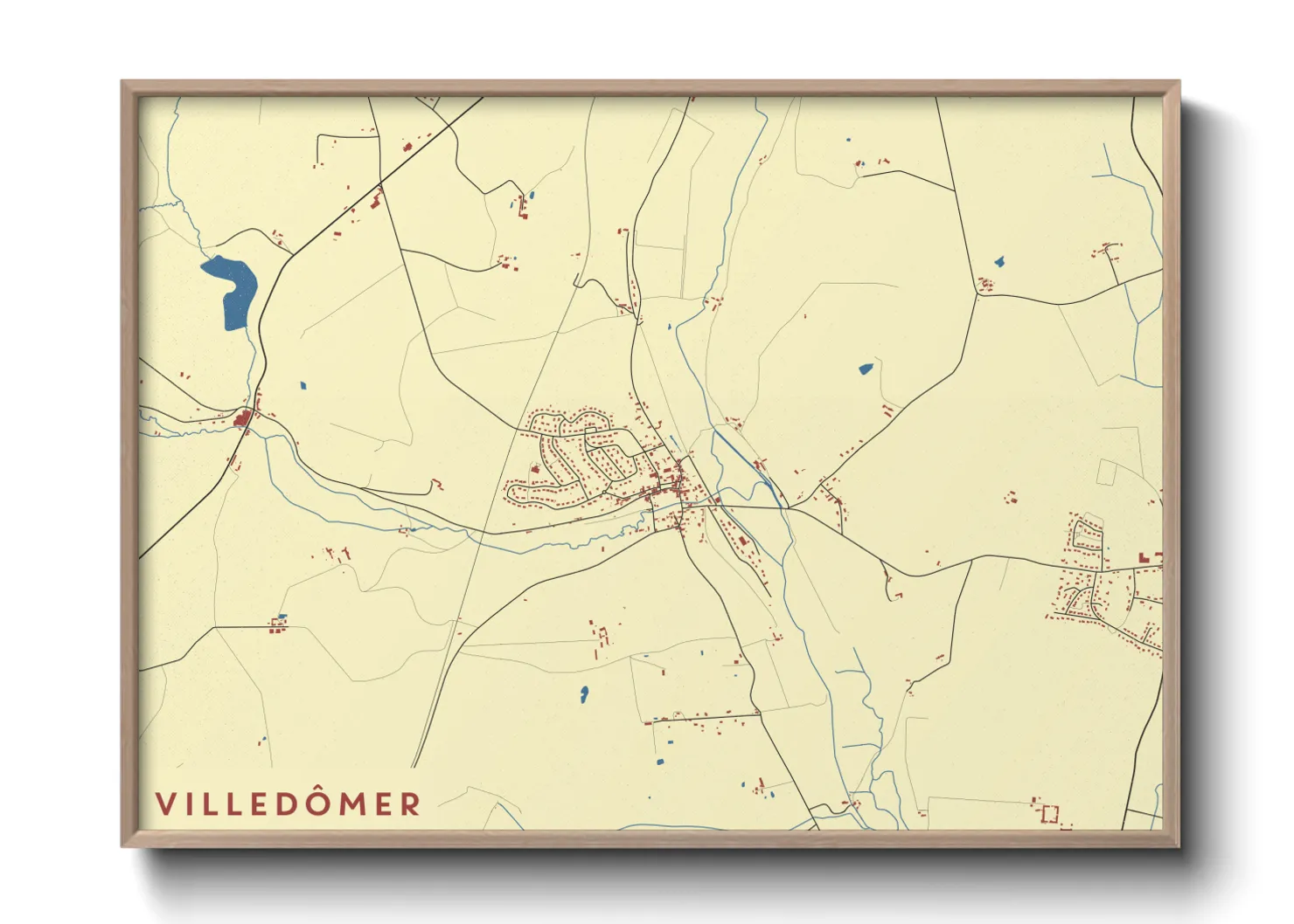 Une affiche de carte sur Villedômer