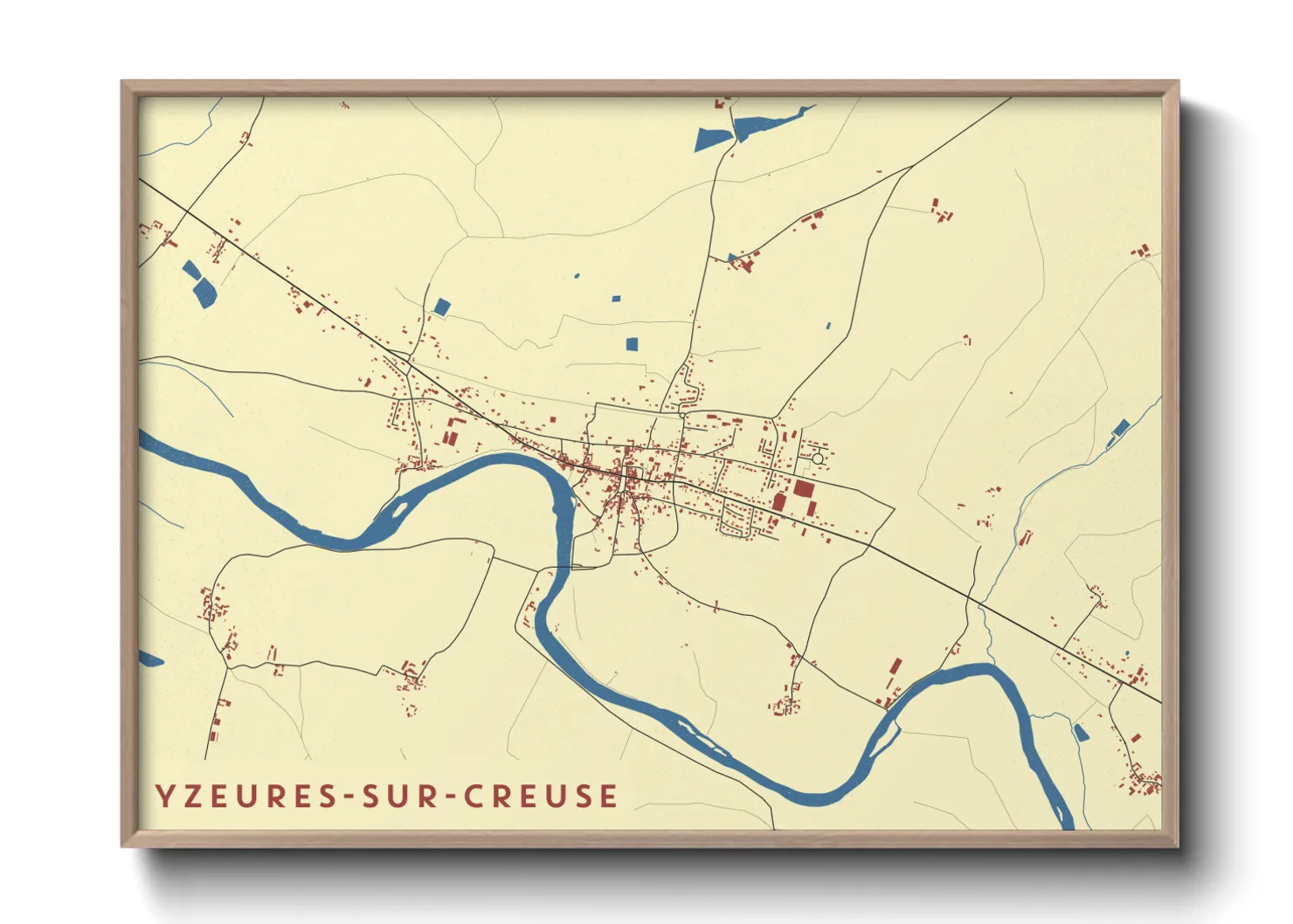 Une affiche de carte sur Yzeures-sur-Creuse