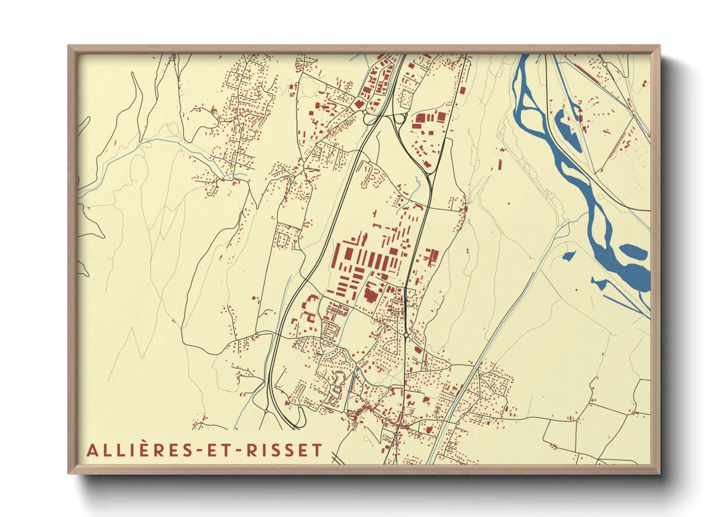 Une affiche de carte sur Allières-et-Risset