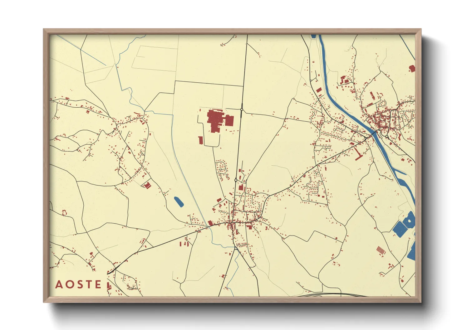 Une affiche de carte sur Aoste
