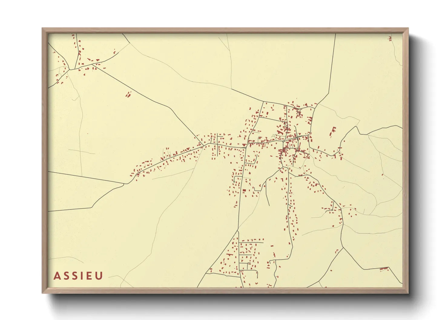 Une affiche de carte sur Assieu