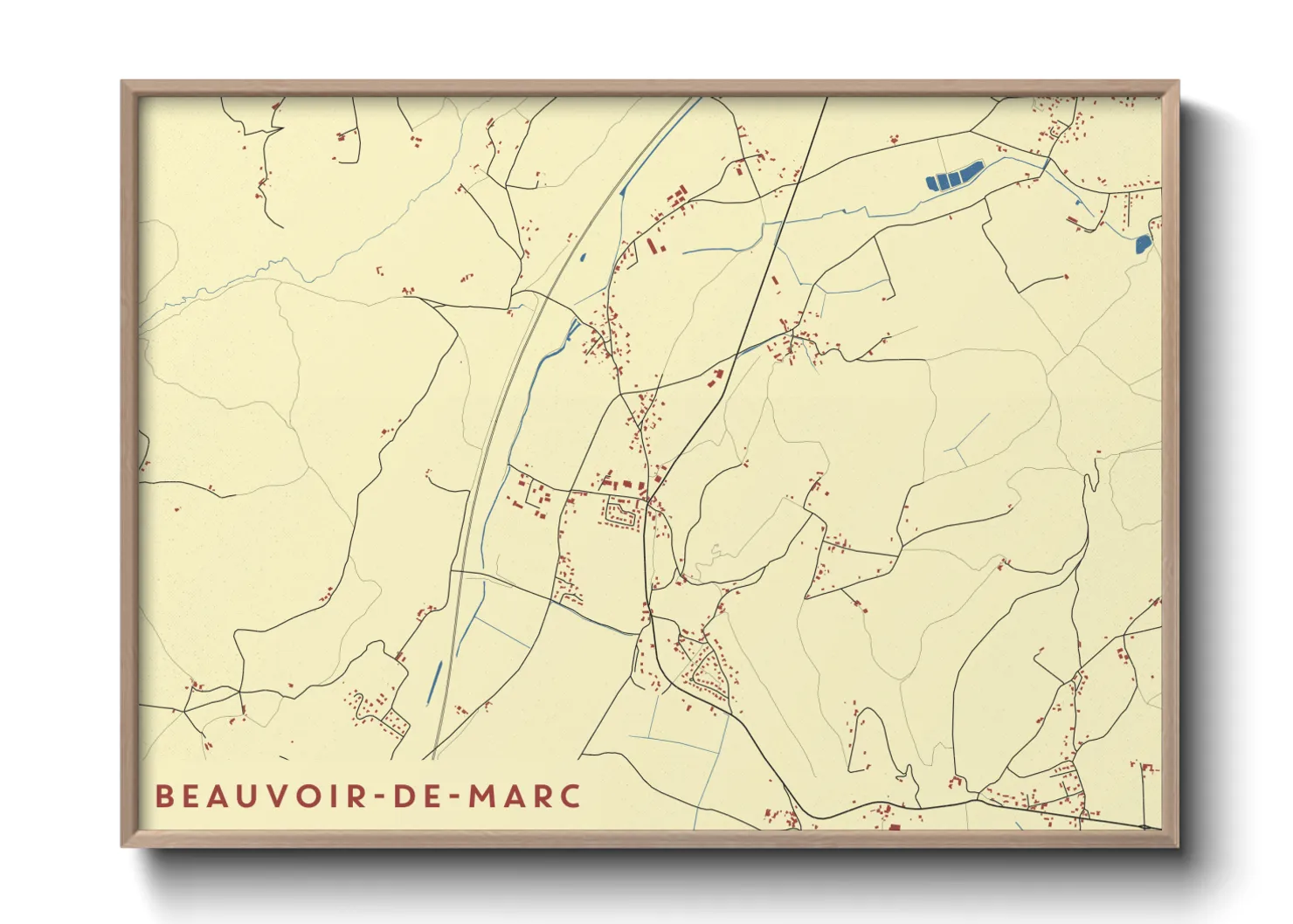 Une affiche de carte sur Beauvoir-de-Marc